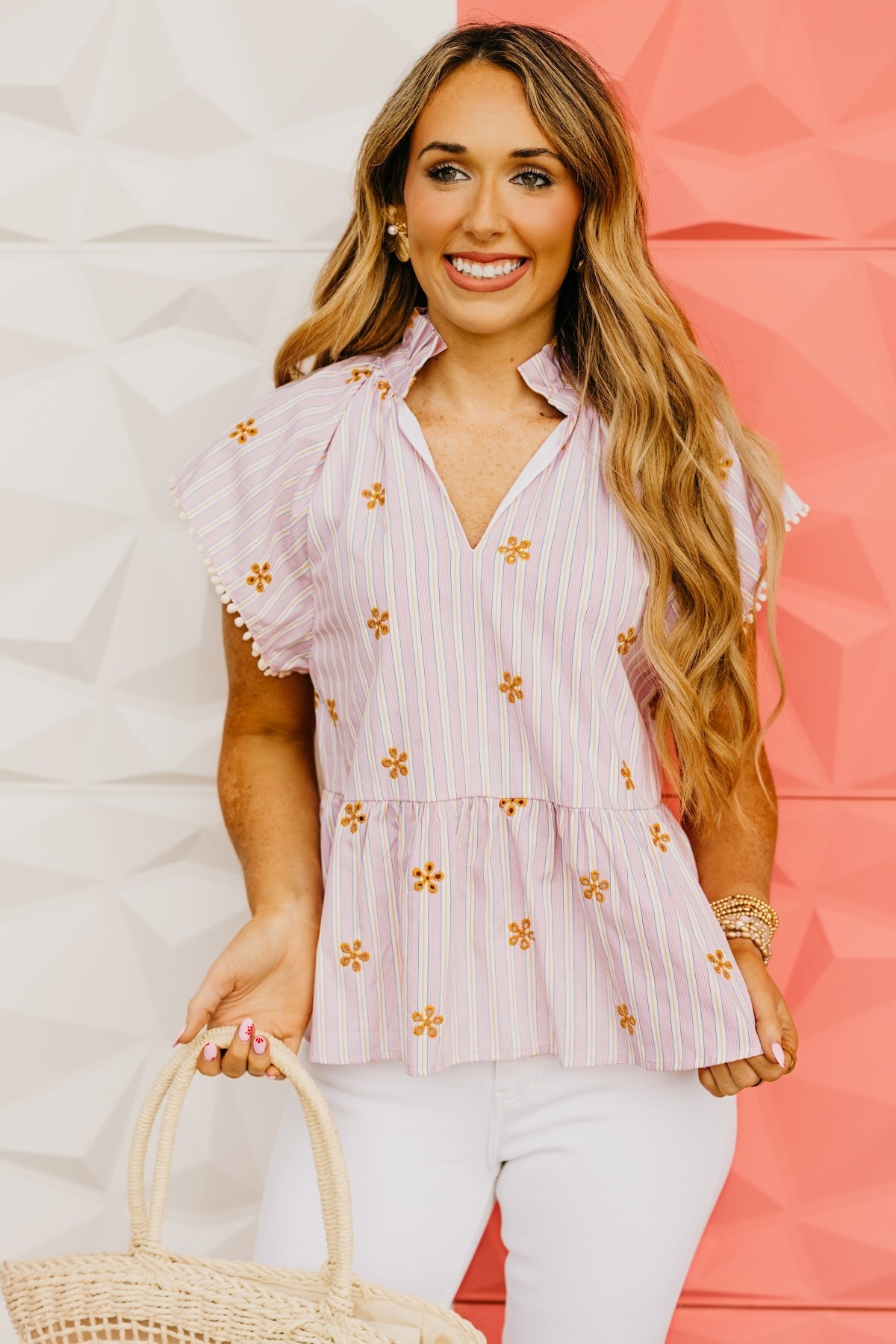 The Jimmy Striped Embroidered Top