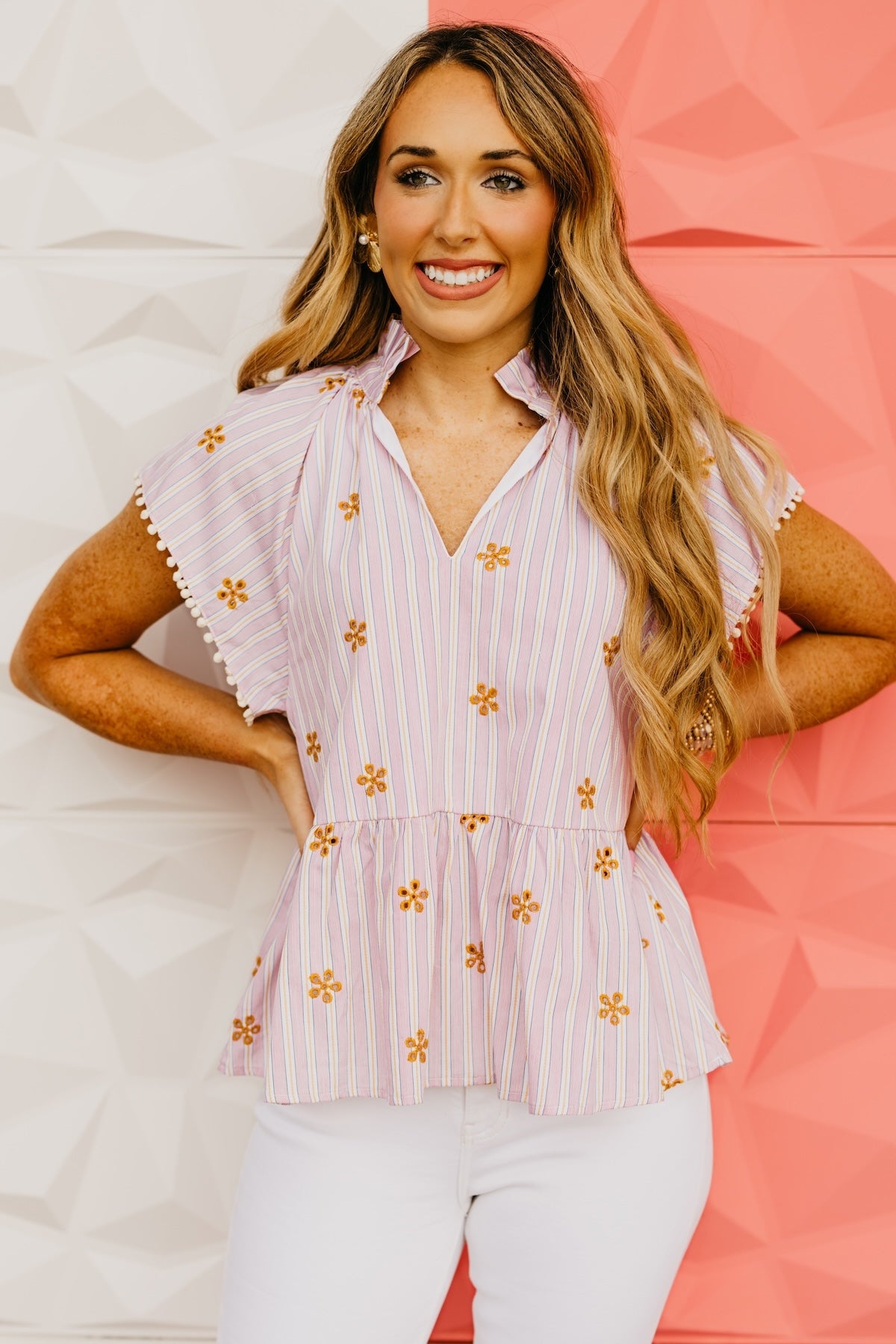 The Jimmy Striped Embroidered Top