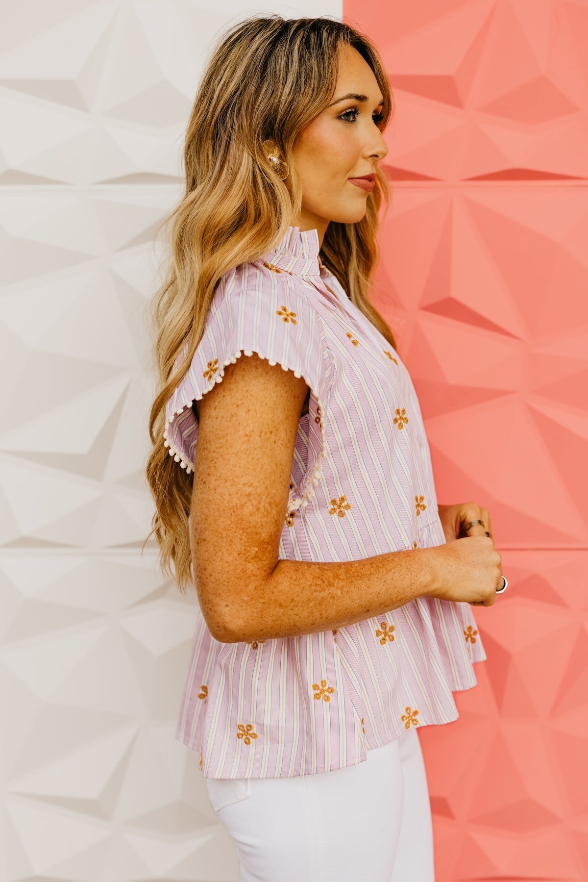 The Jimmy Striped Embroidered Top