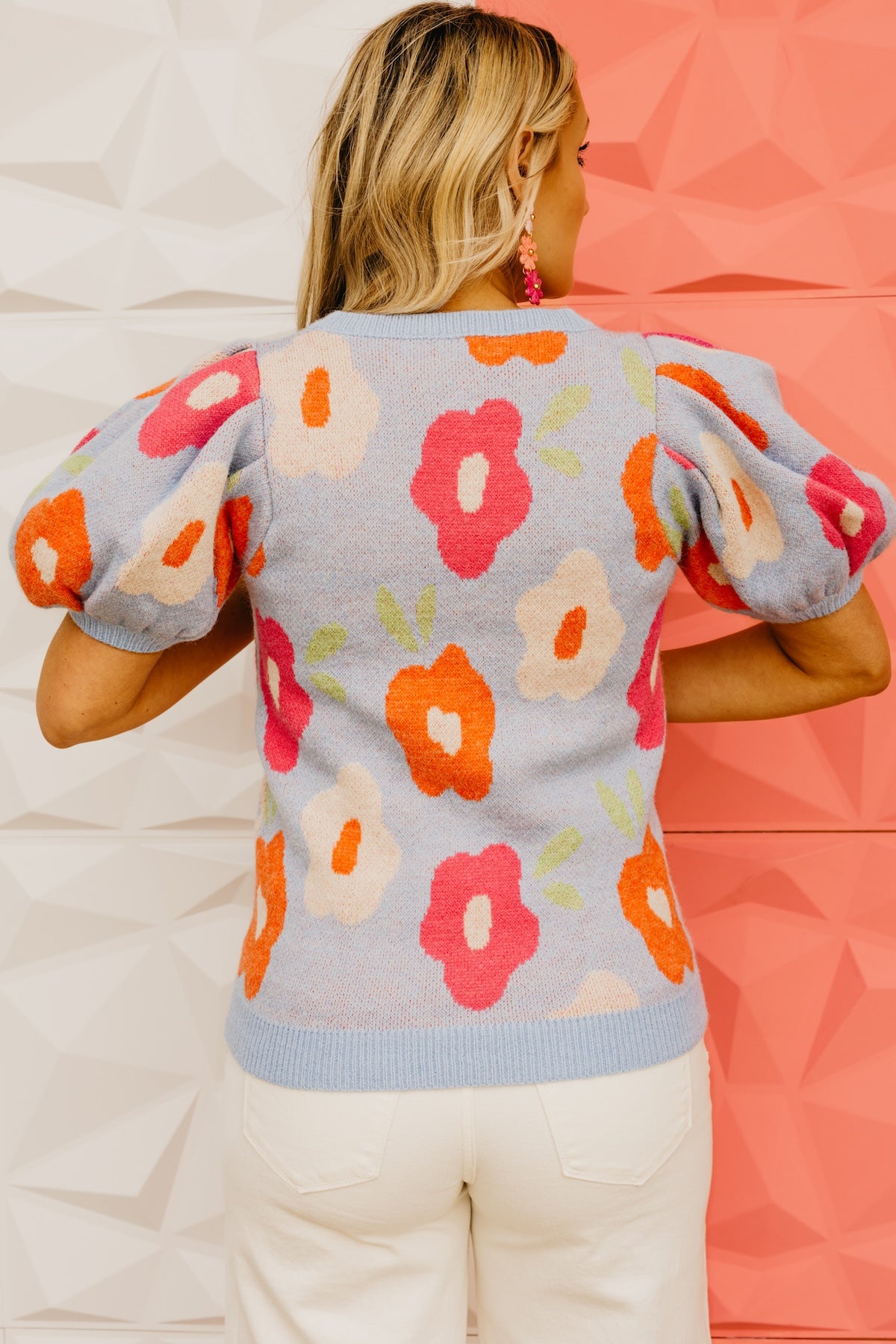 The Gracelyn Floral Puff Sleeve Sweater Top