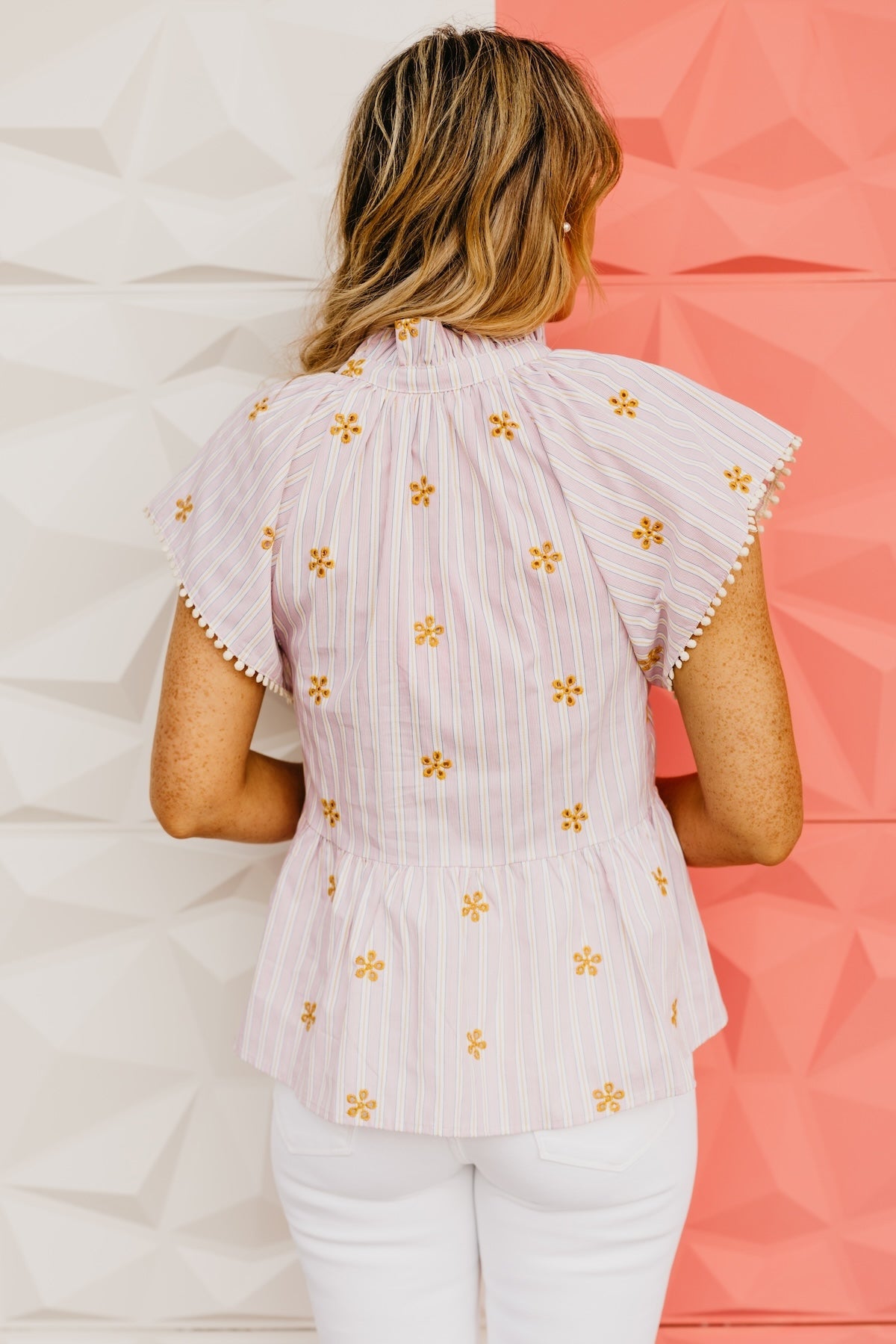 The Jimmy Striped Embroidered Top
