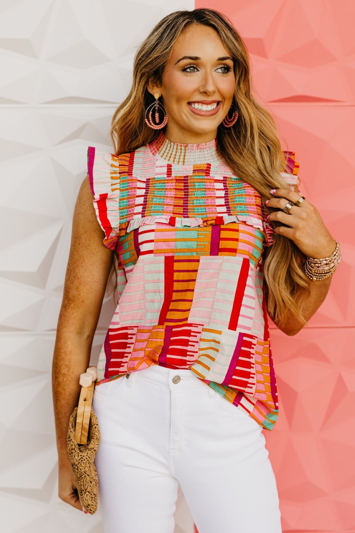 The Ariyah Mock Neck Smocked Top
