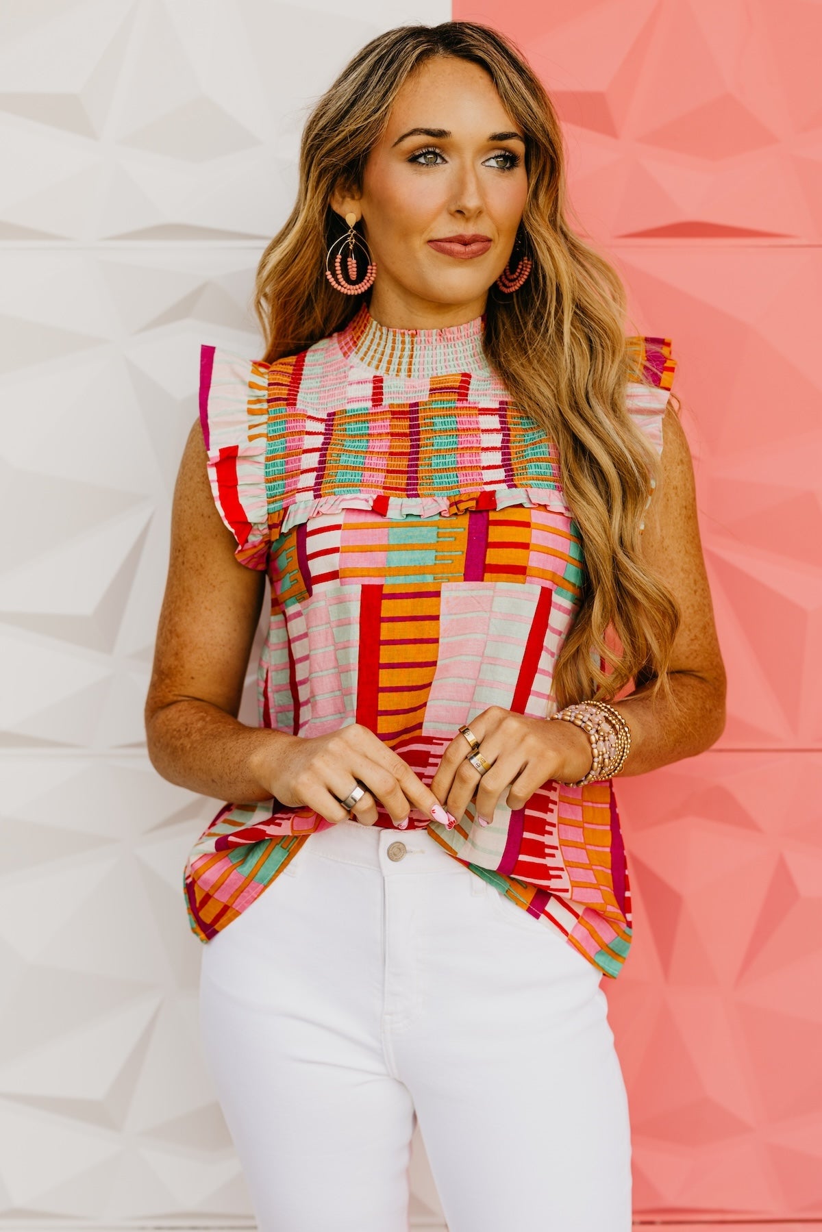 The Ariyah Mock Neck Smocked Top
