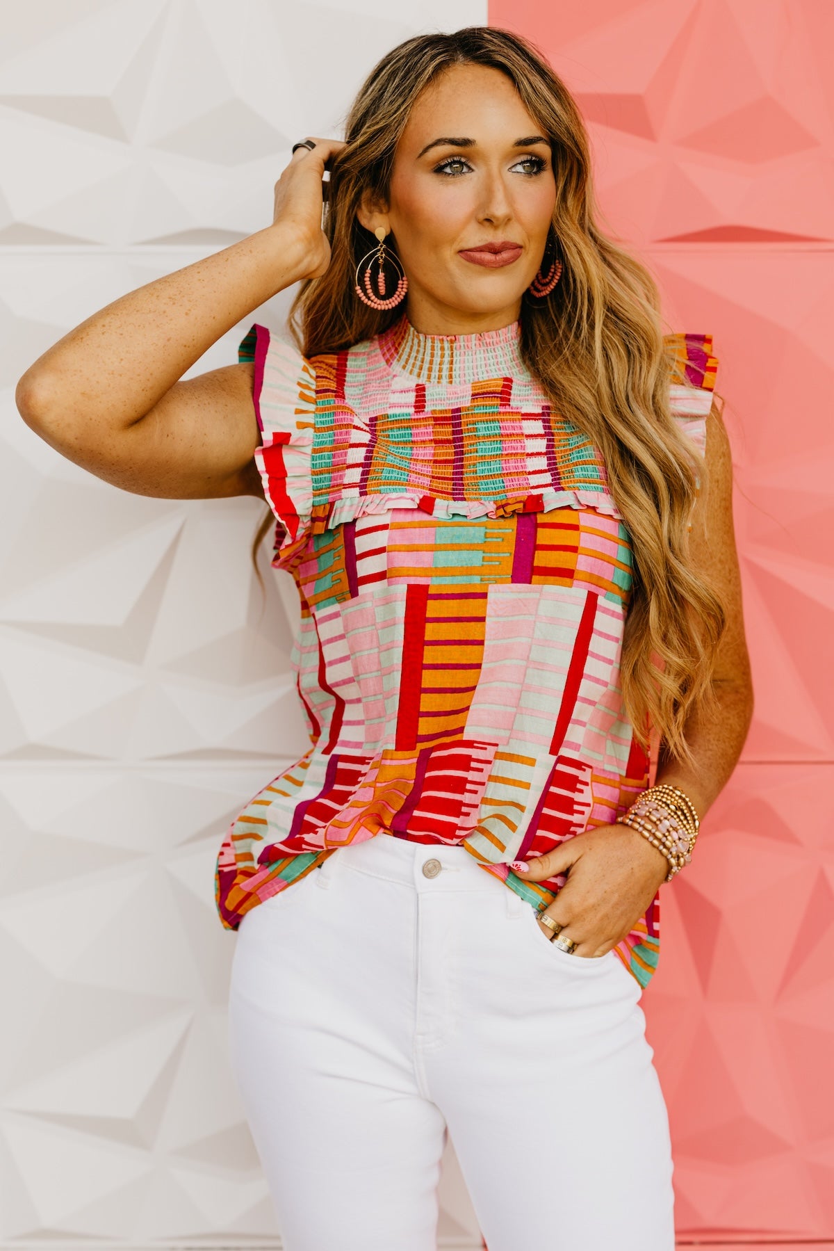 The Ariyah Mock Neck Smocked Top