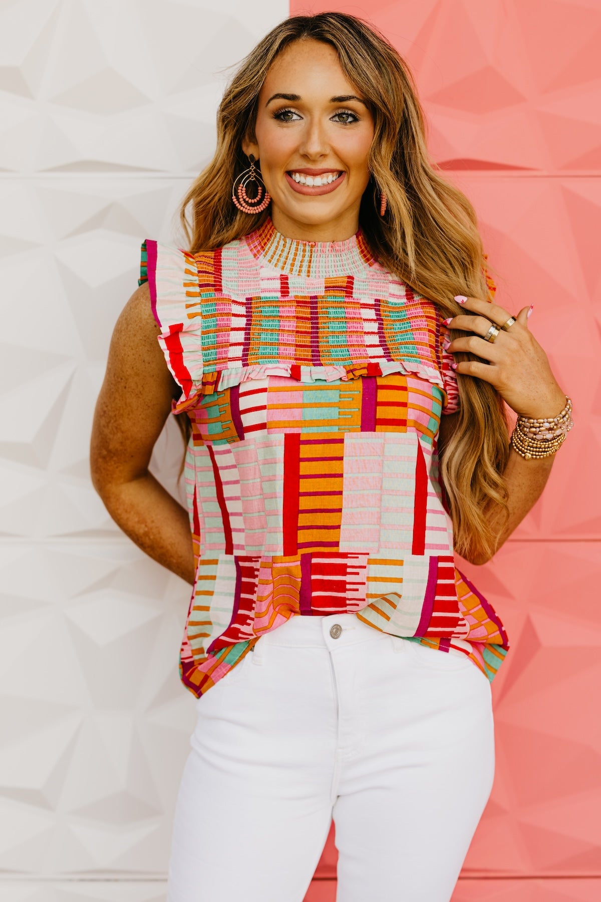 The Ariyah Mock Neck Smocked Top