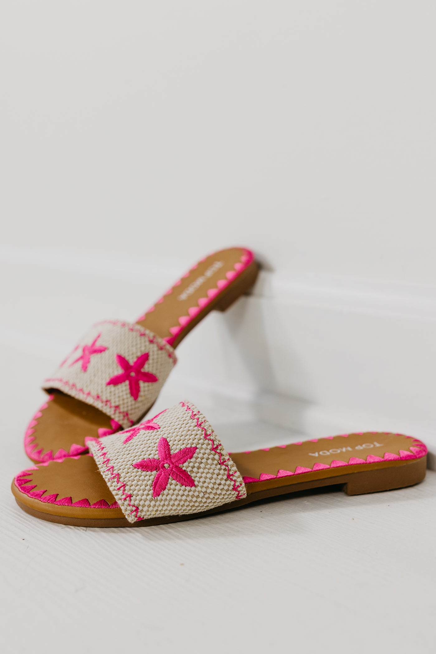 The Beach Embroidered Slide Sandal