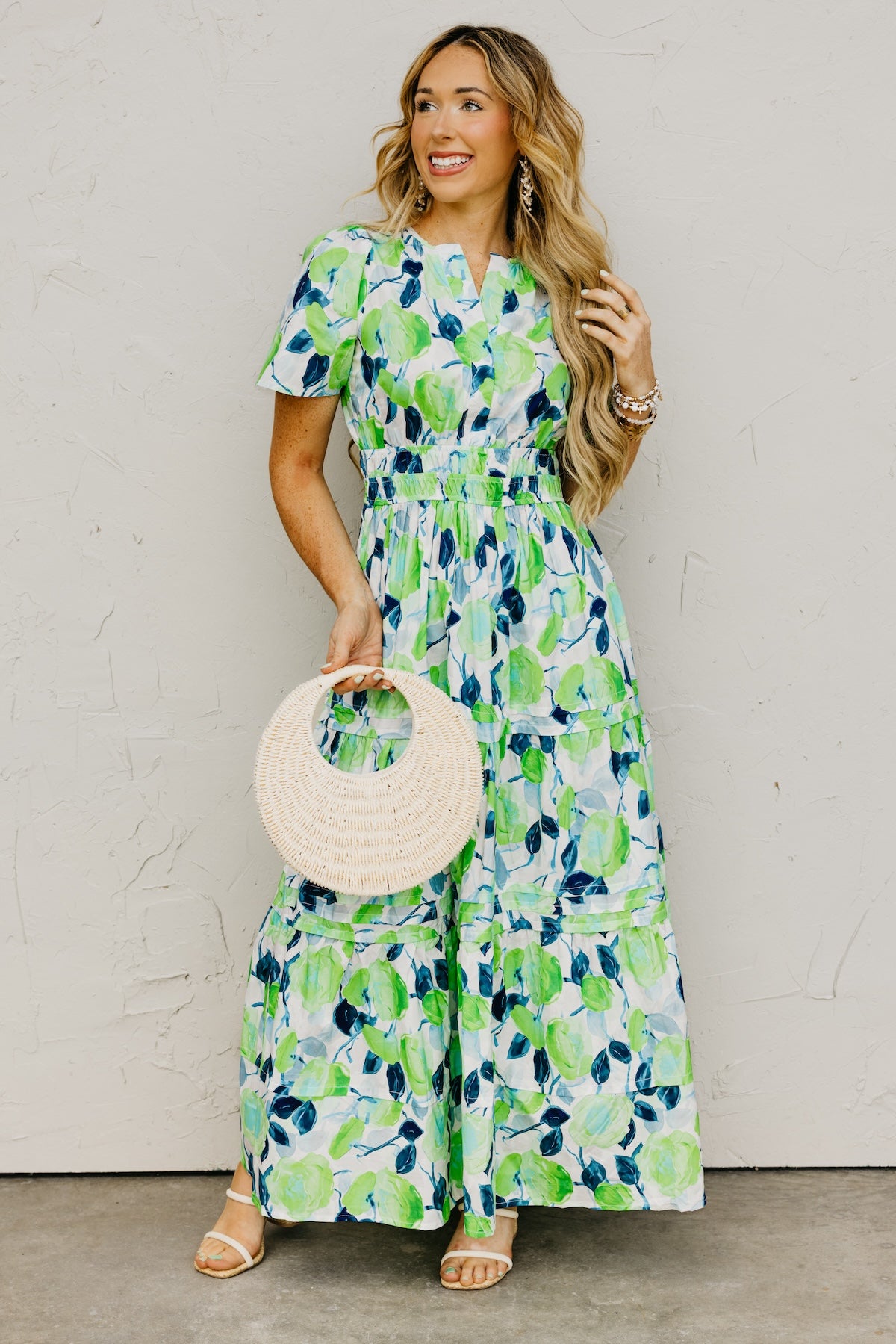 The Forrest Pintuck Floral Maxi Dress