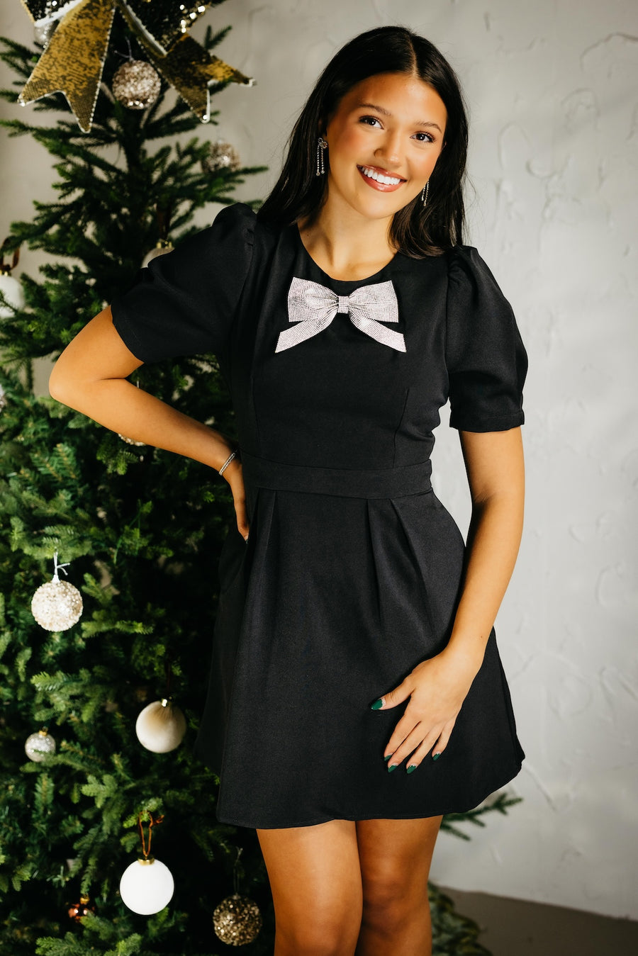 SugarLips | The Jenavee Bow Puff Sleeve Mini Dress