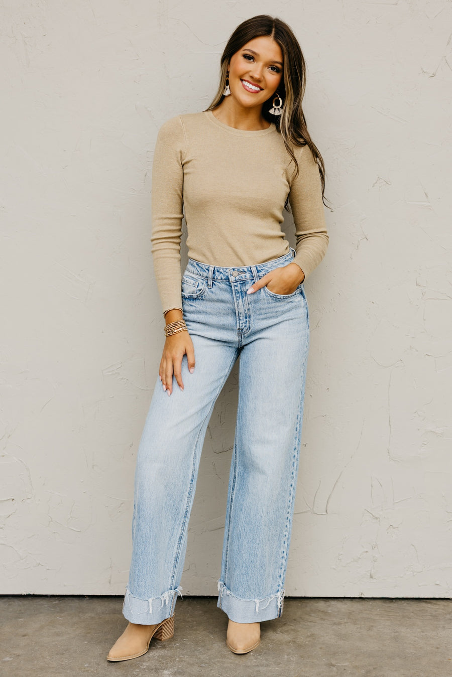 The Addilynn Crew Neck Long Sleeve Knit Top