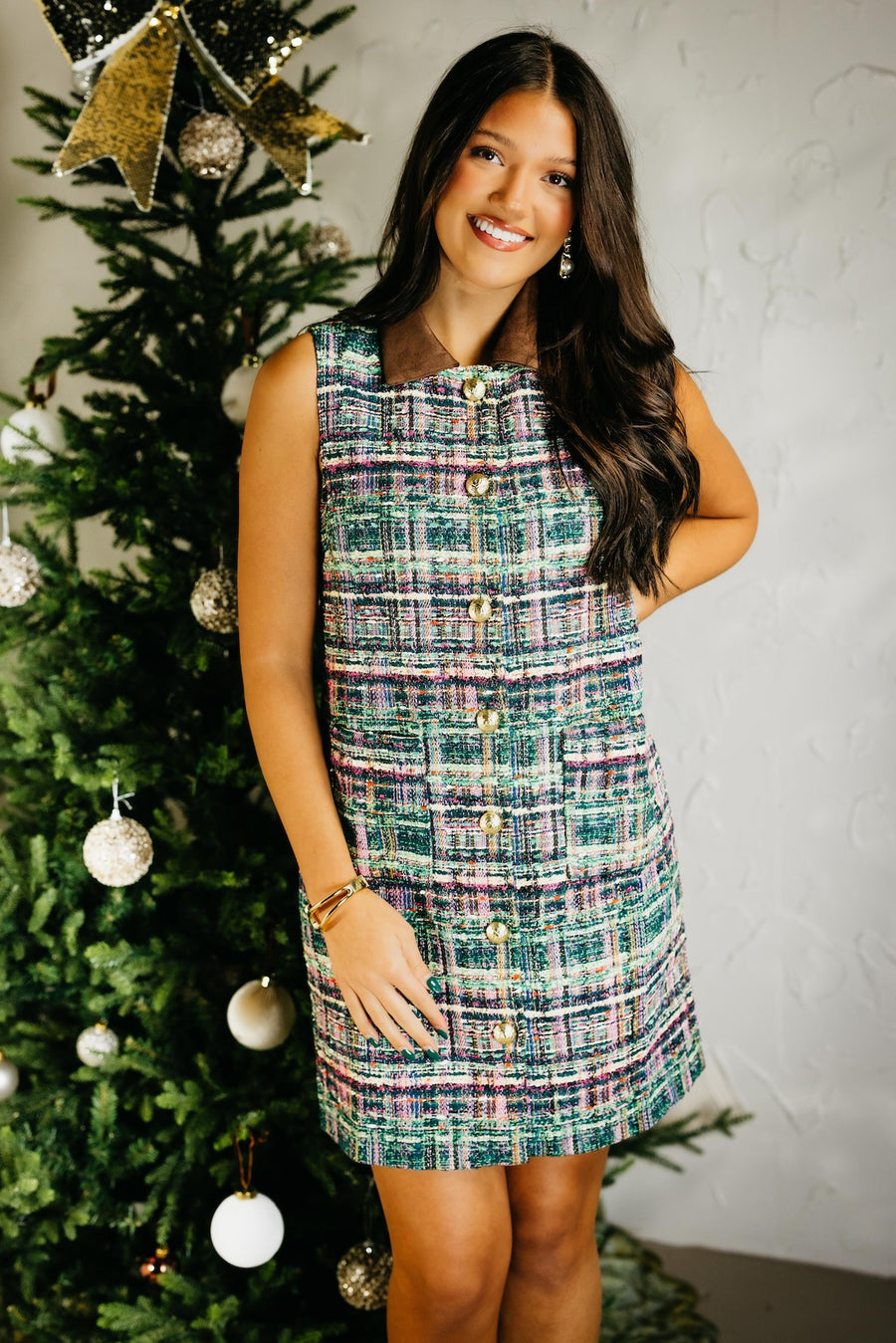 The Erin Tweed Knit Mini Dress