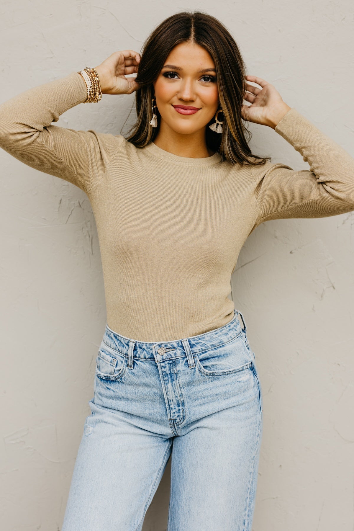 The Addilynn Crew Neck Long Sleeve Knit Top