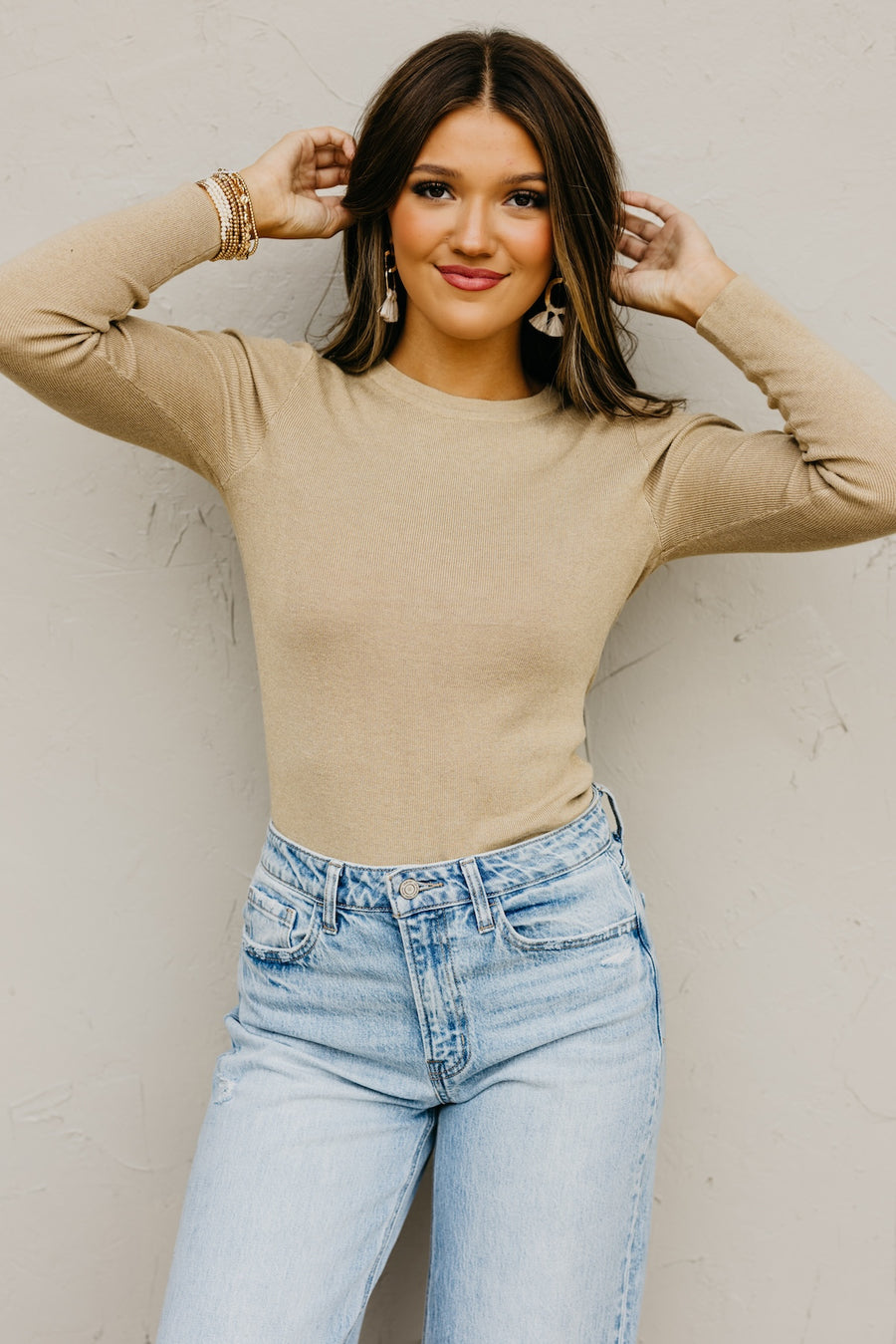 The Addilynn Crew Neck Long Sleeve Knit Top