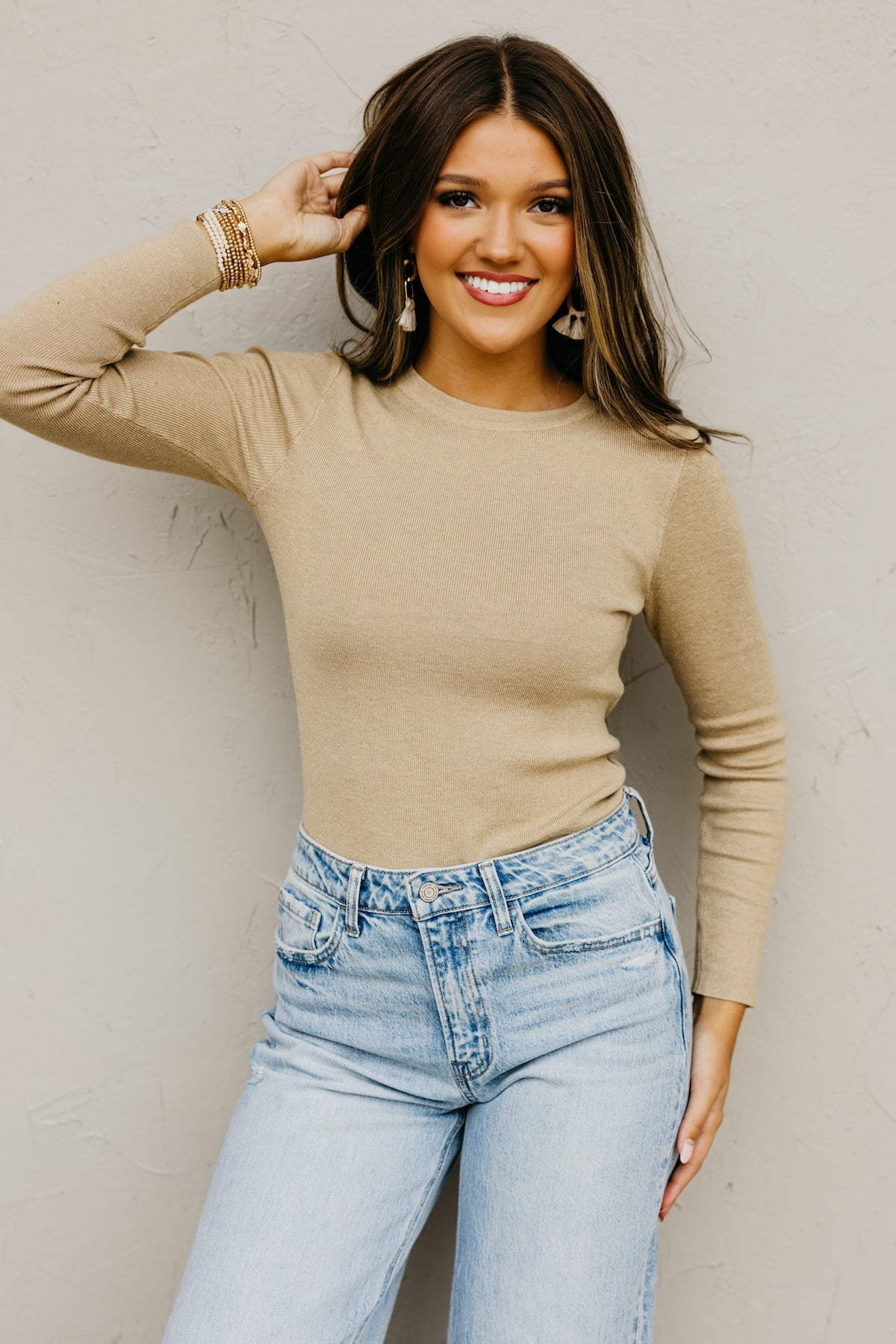 The Addilynn Crew Neck Long Sleeve Knit Top
