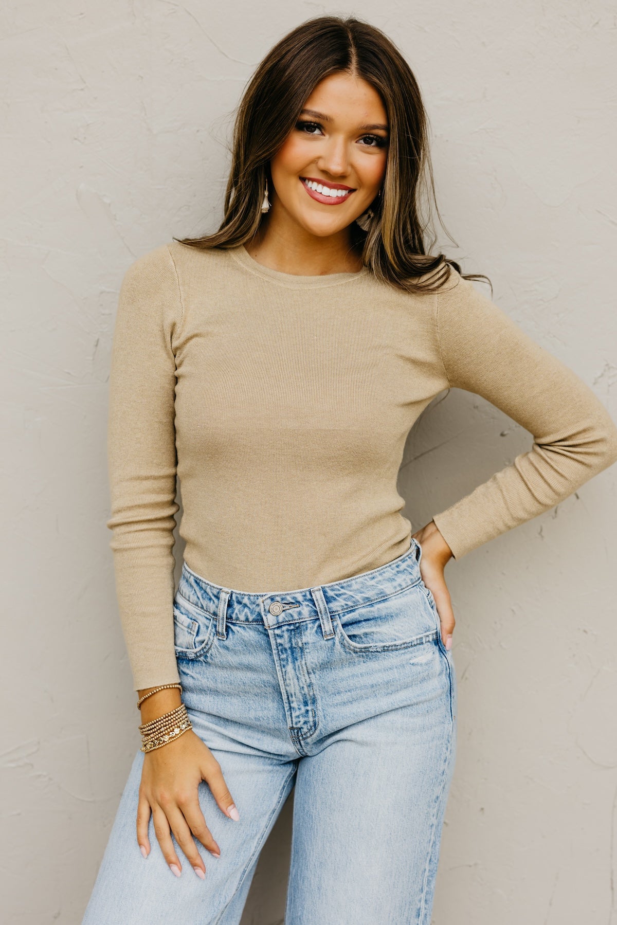 The Addilynn Crew Neck Long Sleeve Knit Top