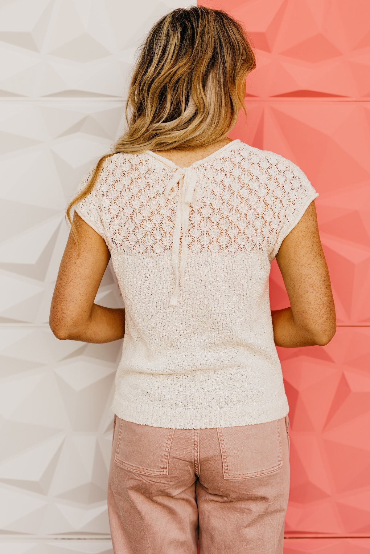 The Hayden Eyelet Yoke Knit Top