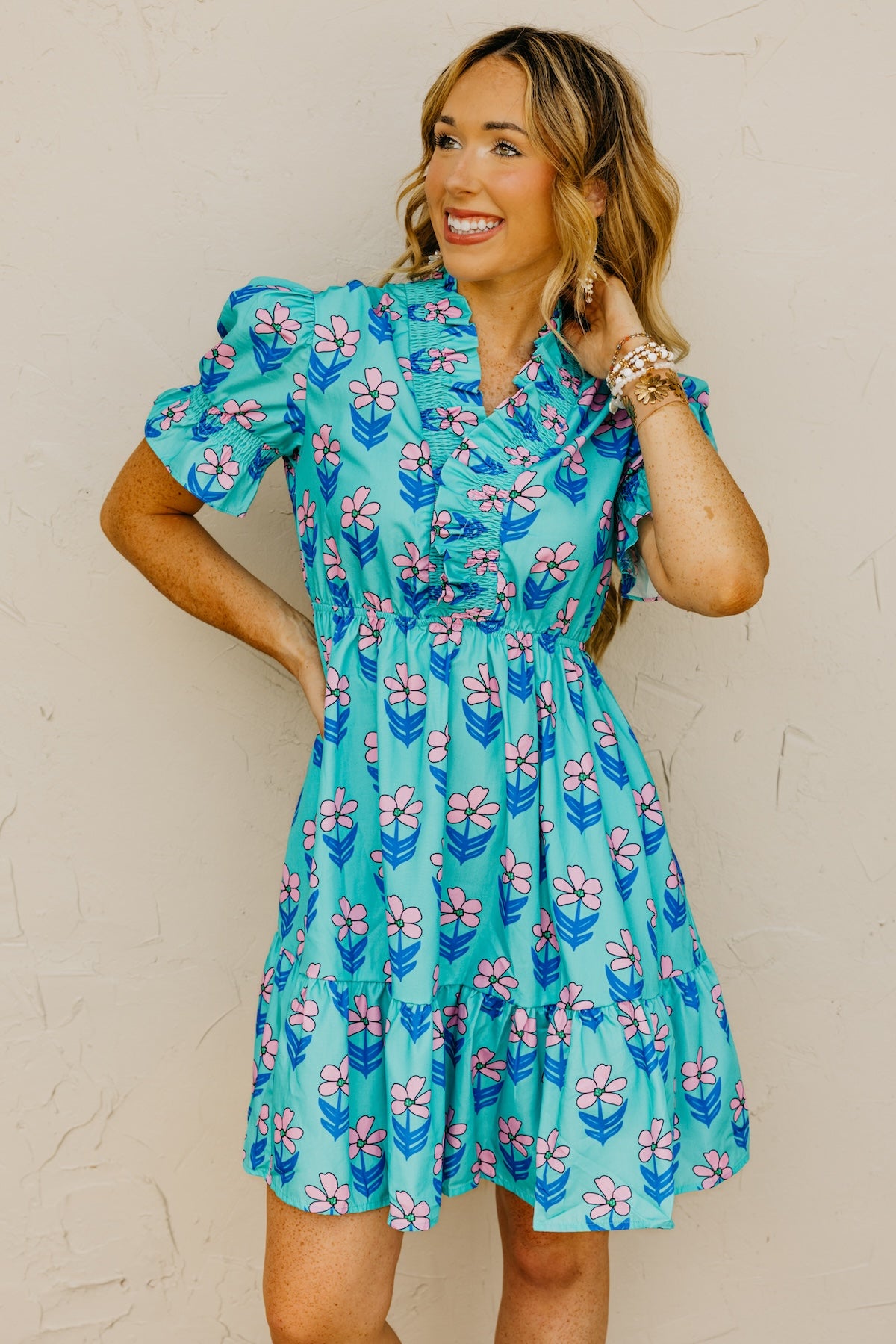 The Jemma Floral Shirred Mini Dress