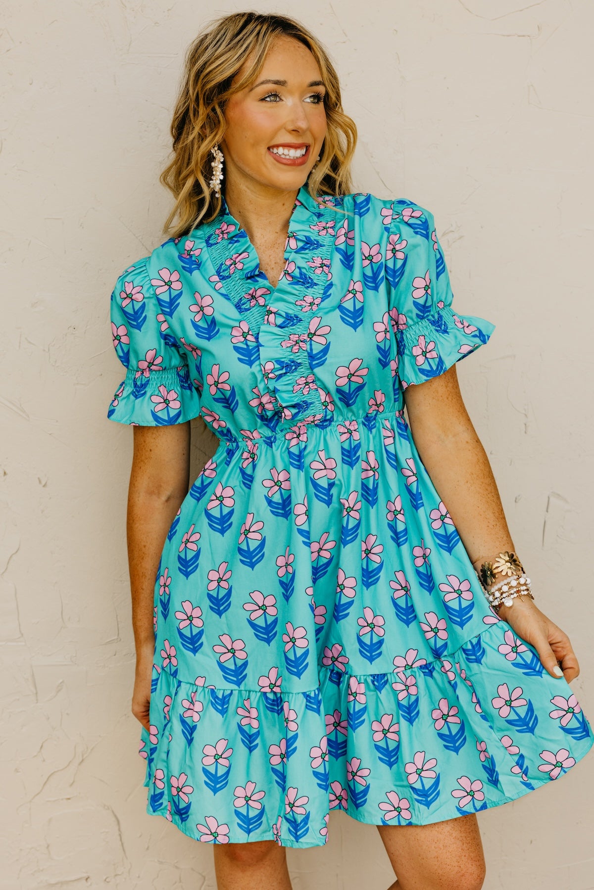 The Jemma Floral Shirred Mini Dress