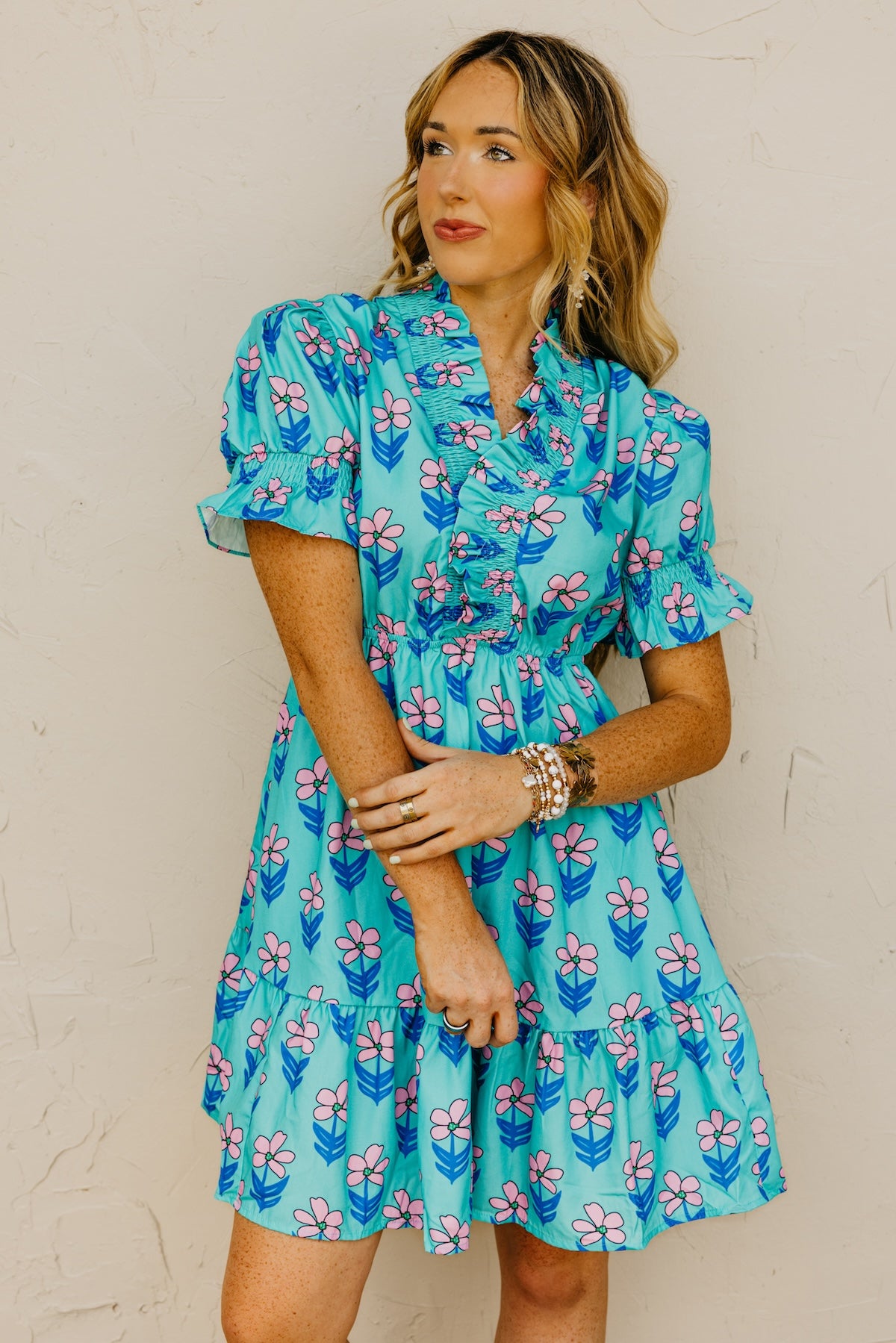 The Jemma Floral Shirred Mini Dress