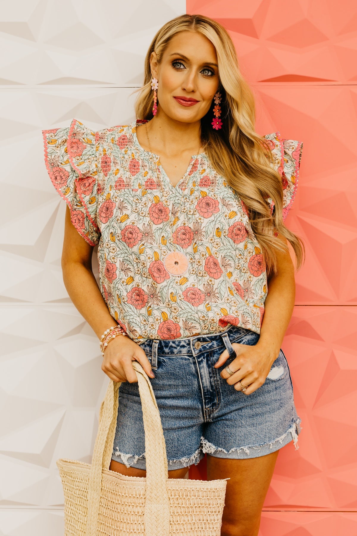 The Evelynn Floral Ruffle Sleeve Top