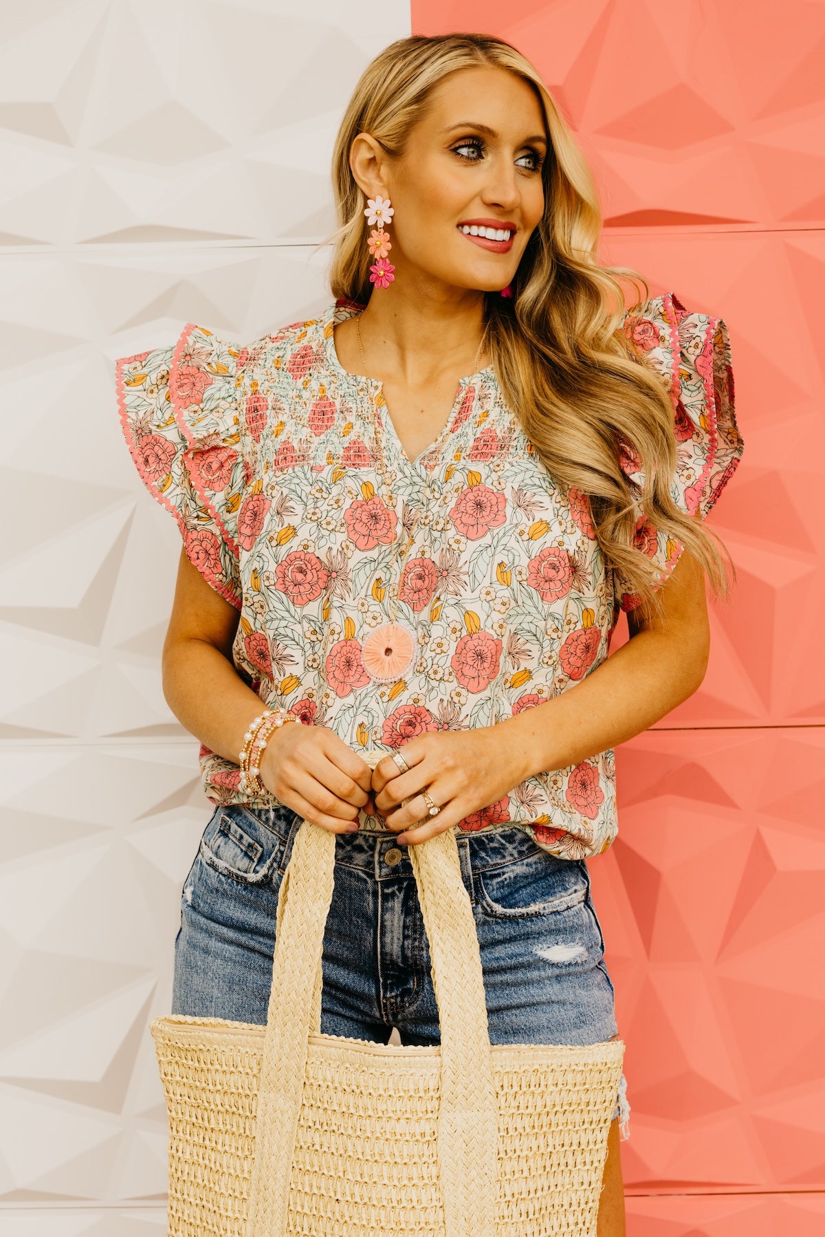 The Evelynn Floral Ruffle Sleeve Top