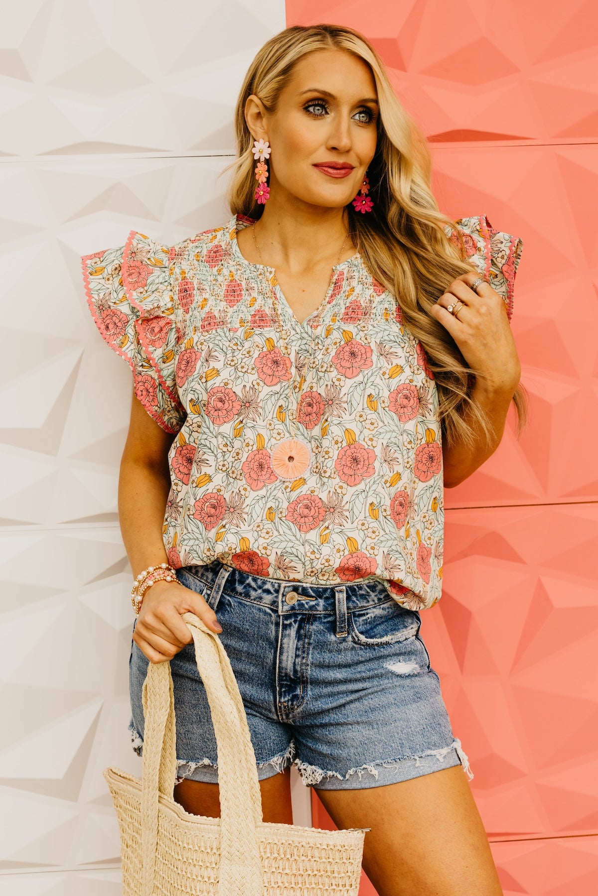 The Evelynn Floral Ruffle Sleeve Top