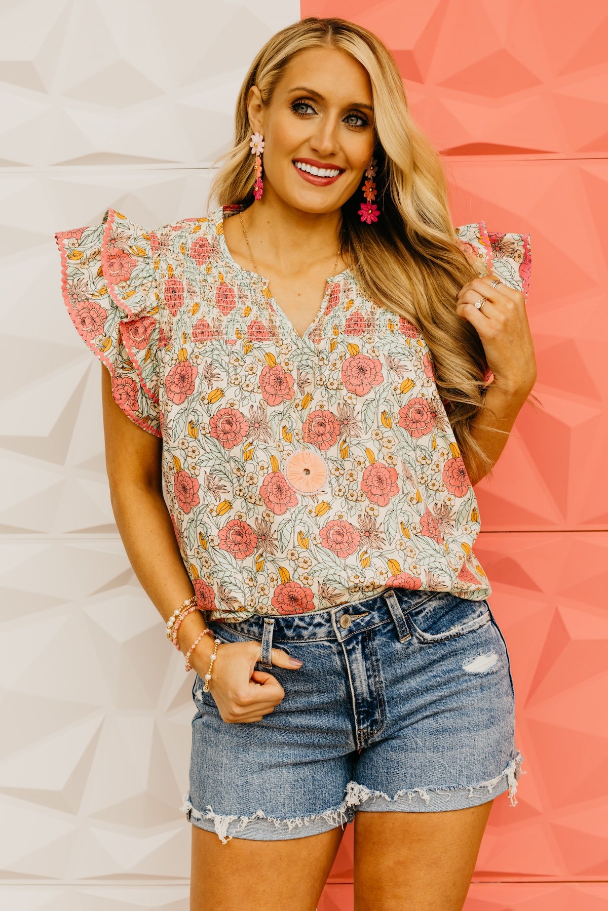 The Evelynn Floral Ruffle Sleeve Top