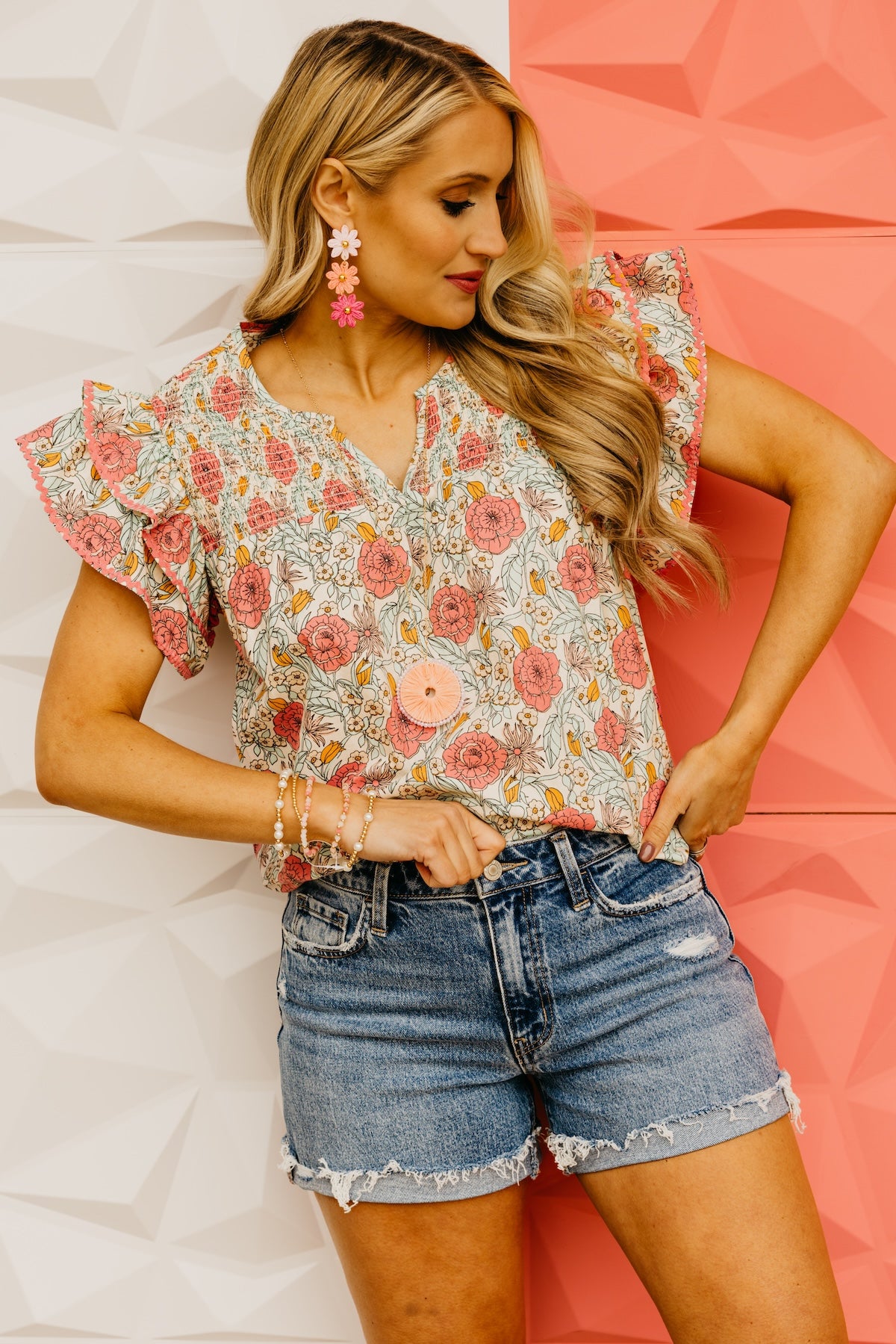 The Evelynn Floral Ruffle Sleeve Top