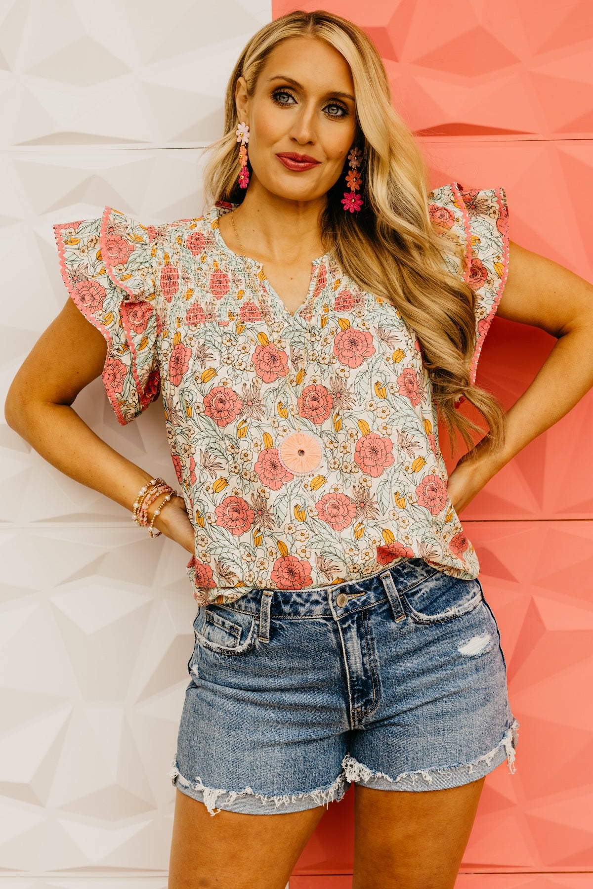 The Evelynn Floral Ruffle Sleeve Top