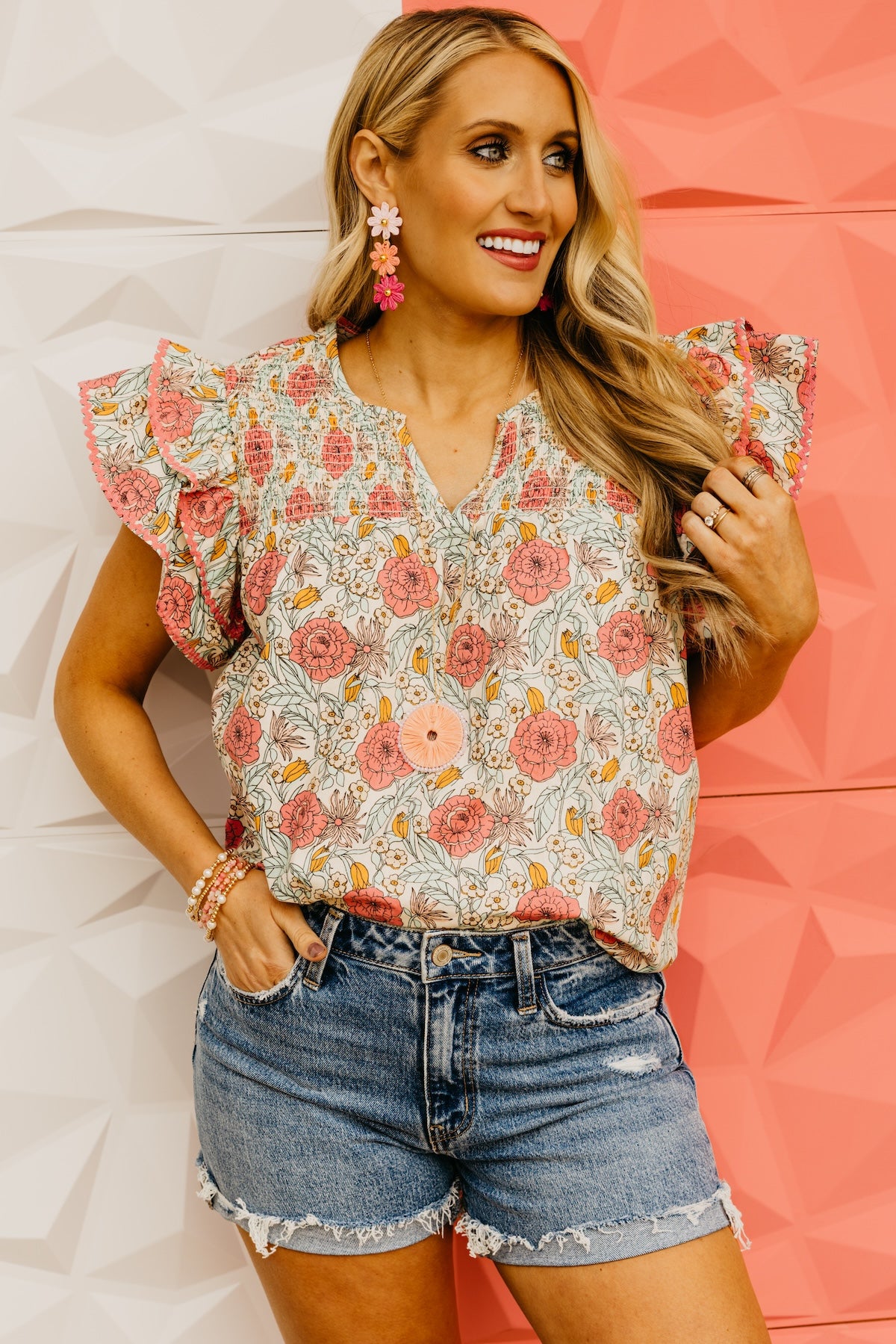 The Evelynn Floral Ruffle Sleeve Top