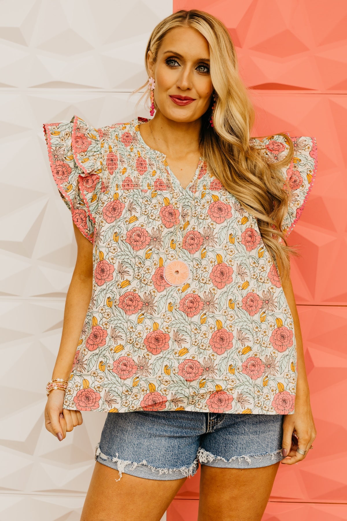 The Evelynn Floral Ruffle Sleeve Top