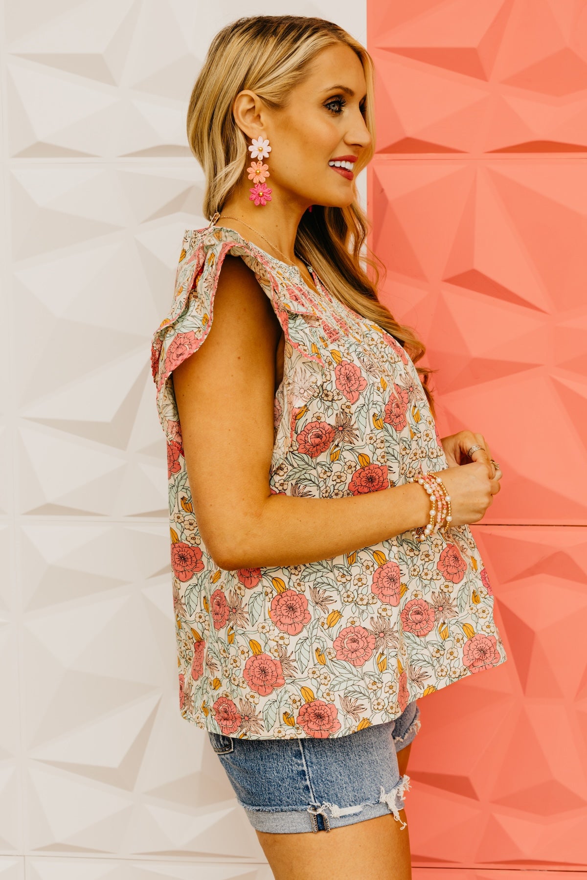 The Evelynn Floral Ruffle Sleeve Top