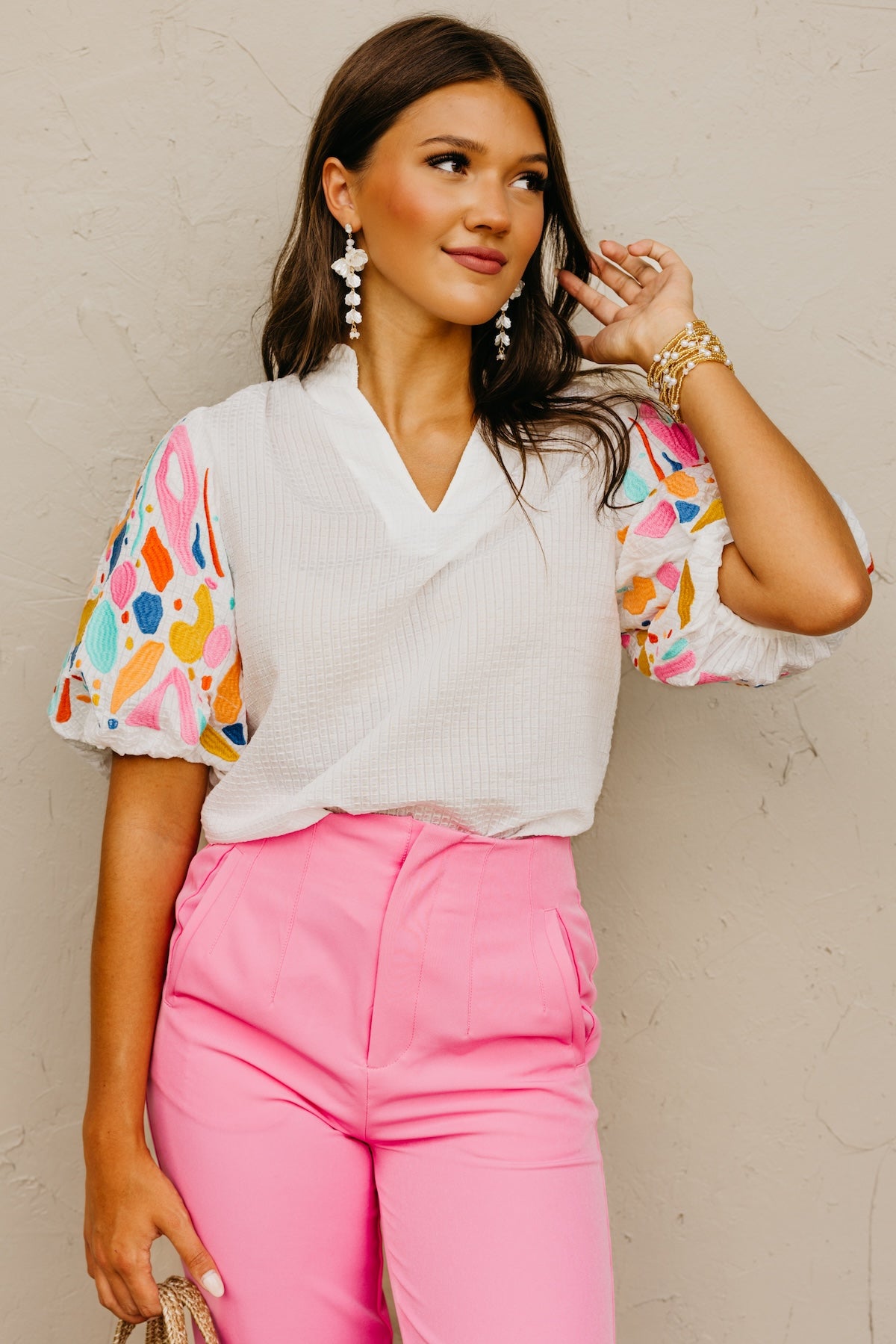 The Keith Embroidered Puff Sleeve Top