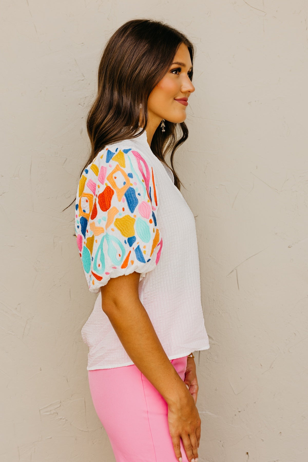 The Keith Embroidered Puff Sleeve Top
