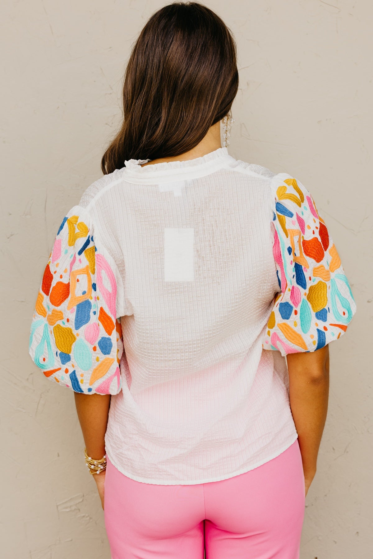 The Keith Embroidered Puff Sleeve Top