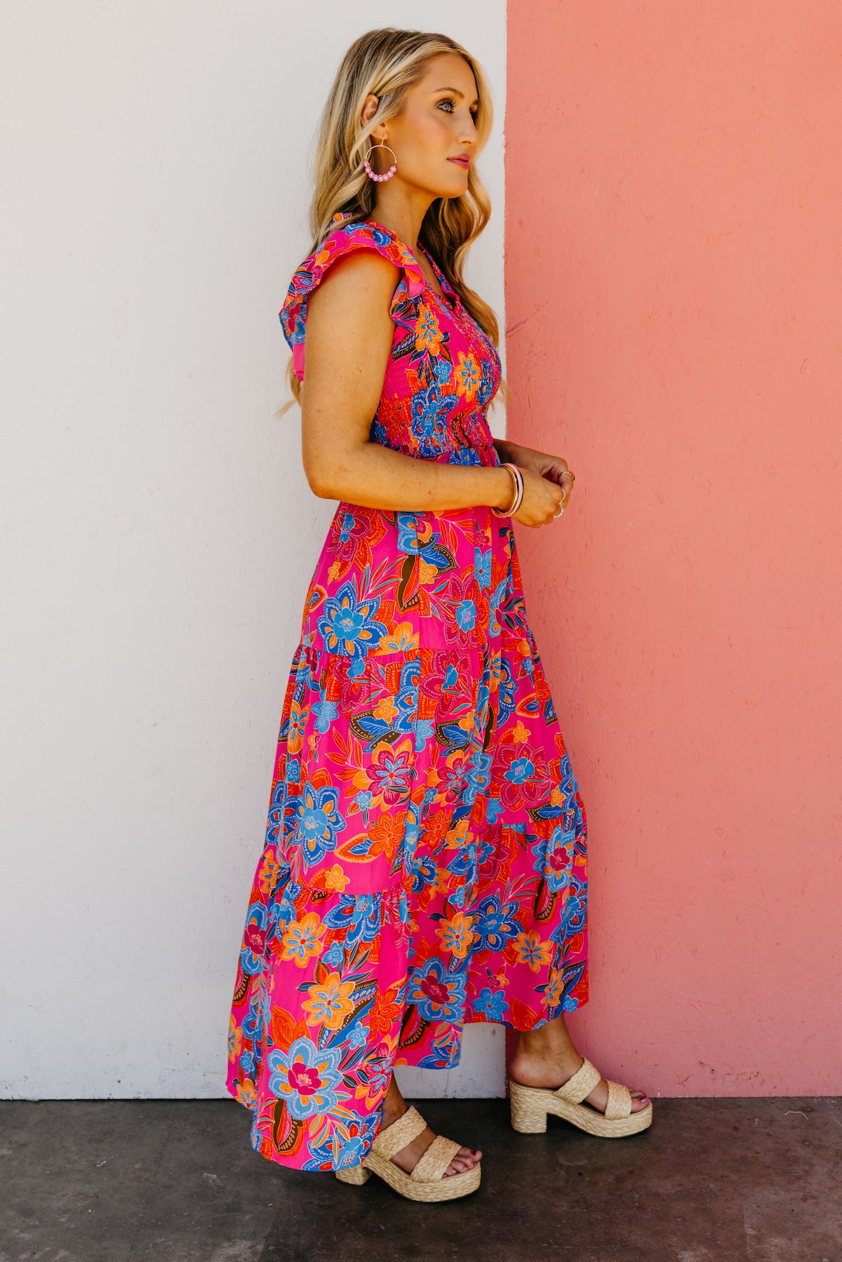 The Kalani Floral Smocked Midi Dress