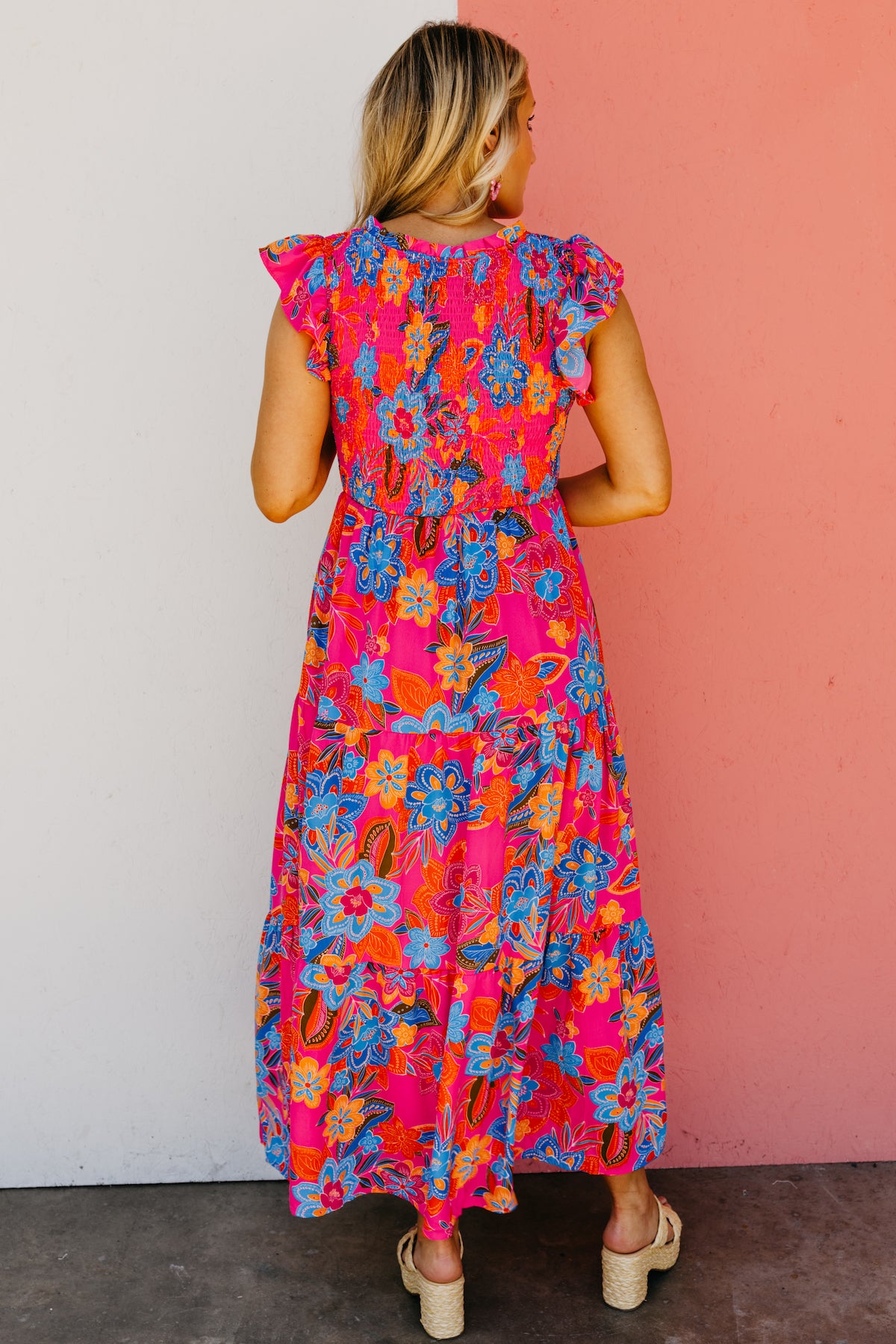 The Kalani Floral Smocked Midi Dress