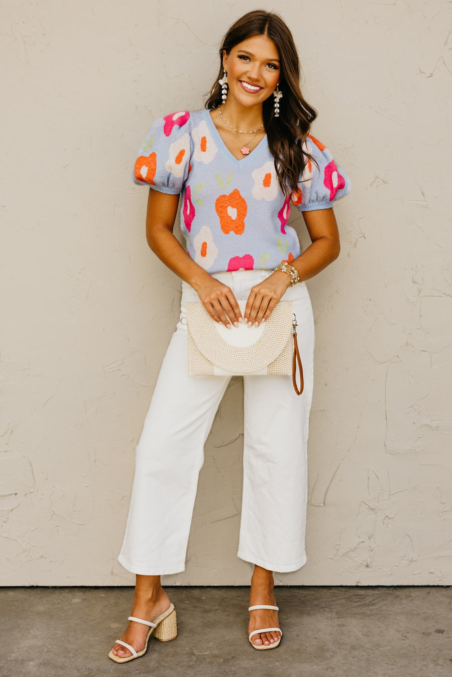 The Gracelyn Floral Puff Sleeve Sweater Top
