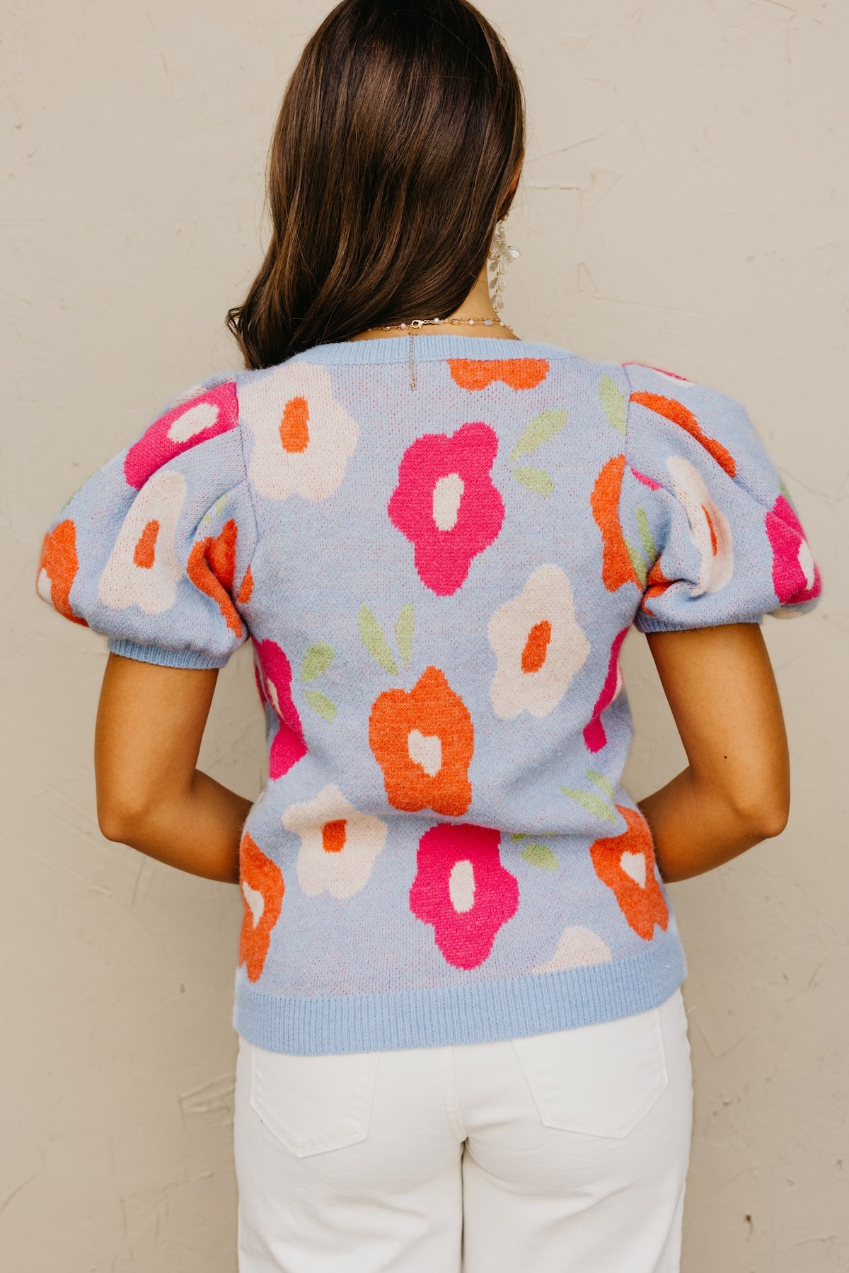 The Gracelyn Floral Puff Sleeve Sweater Top