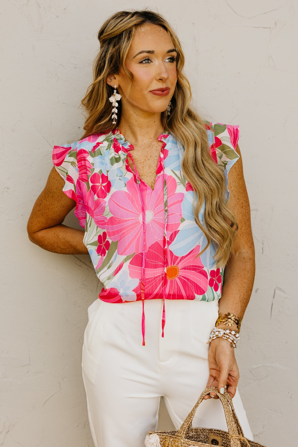 The Cynthia Floral Peasant Tie Blouse