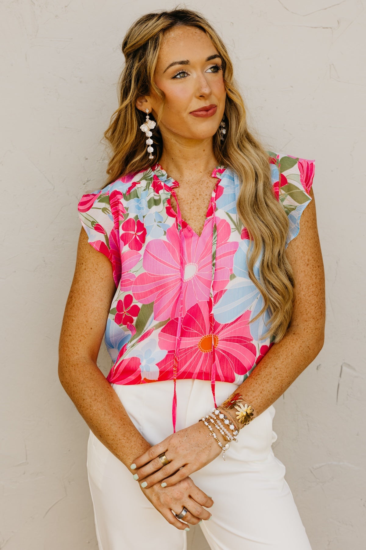 The Cynthia Floral Peasant Tie Blouse