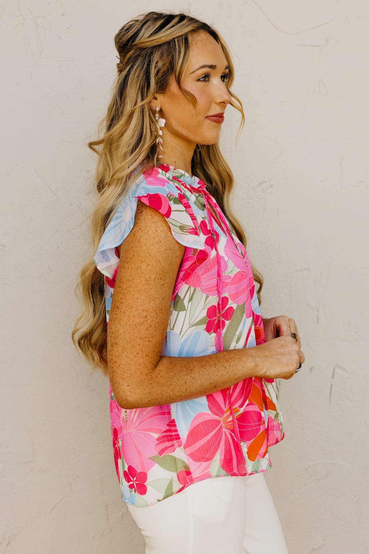 The Cynthia Floral Peasant Tie Blouse
