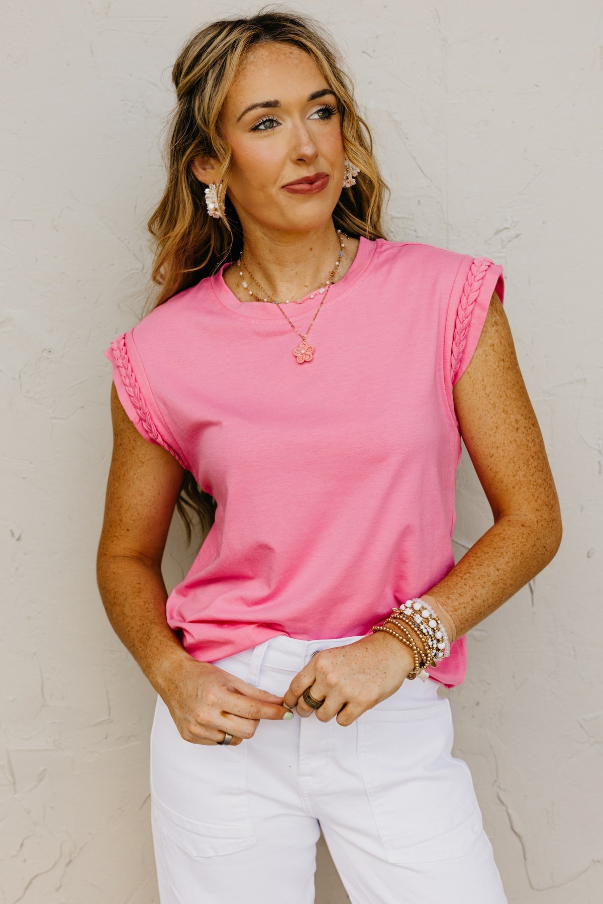 The Rebekah Braid Trim Sleeveless Tee