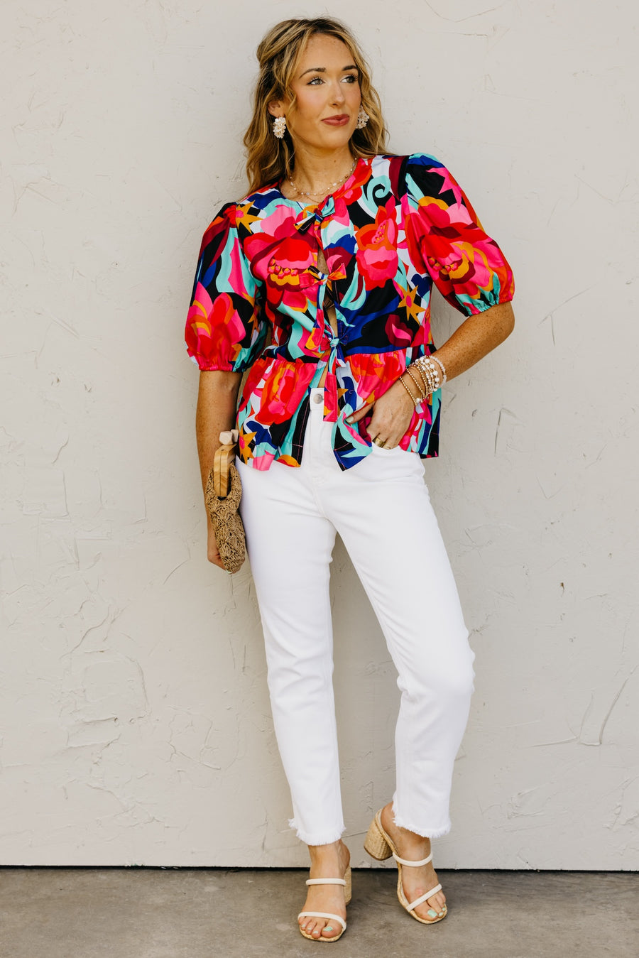 The Melina Tie Puff Sleeve Blouse