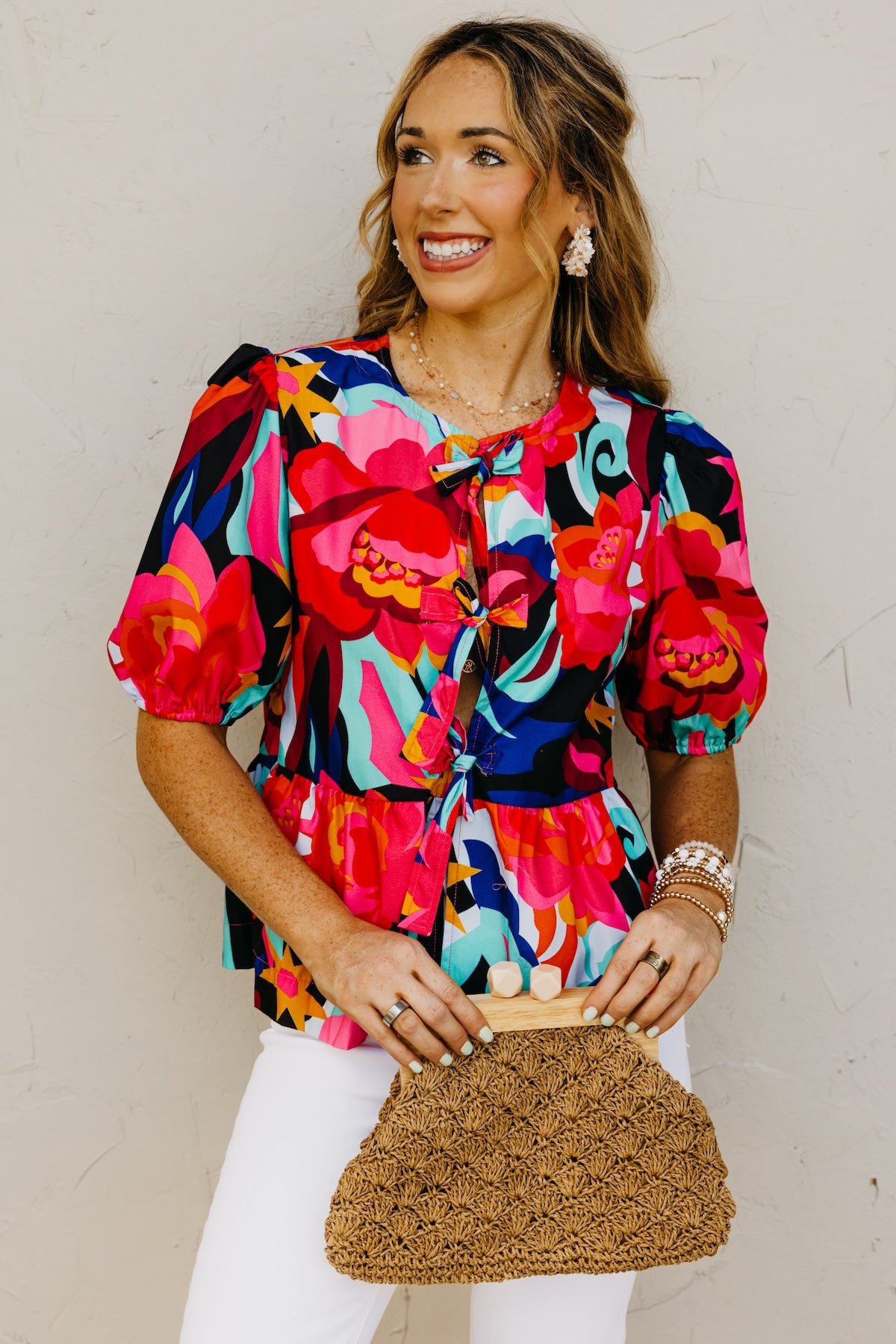 The Melina Tie Puff Sleeve Blouse