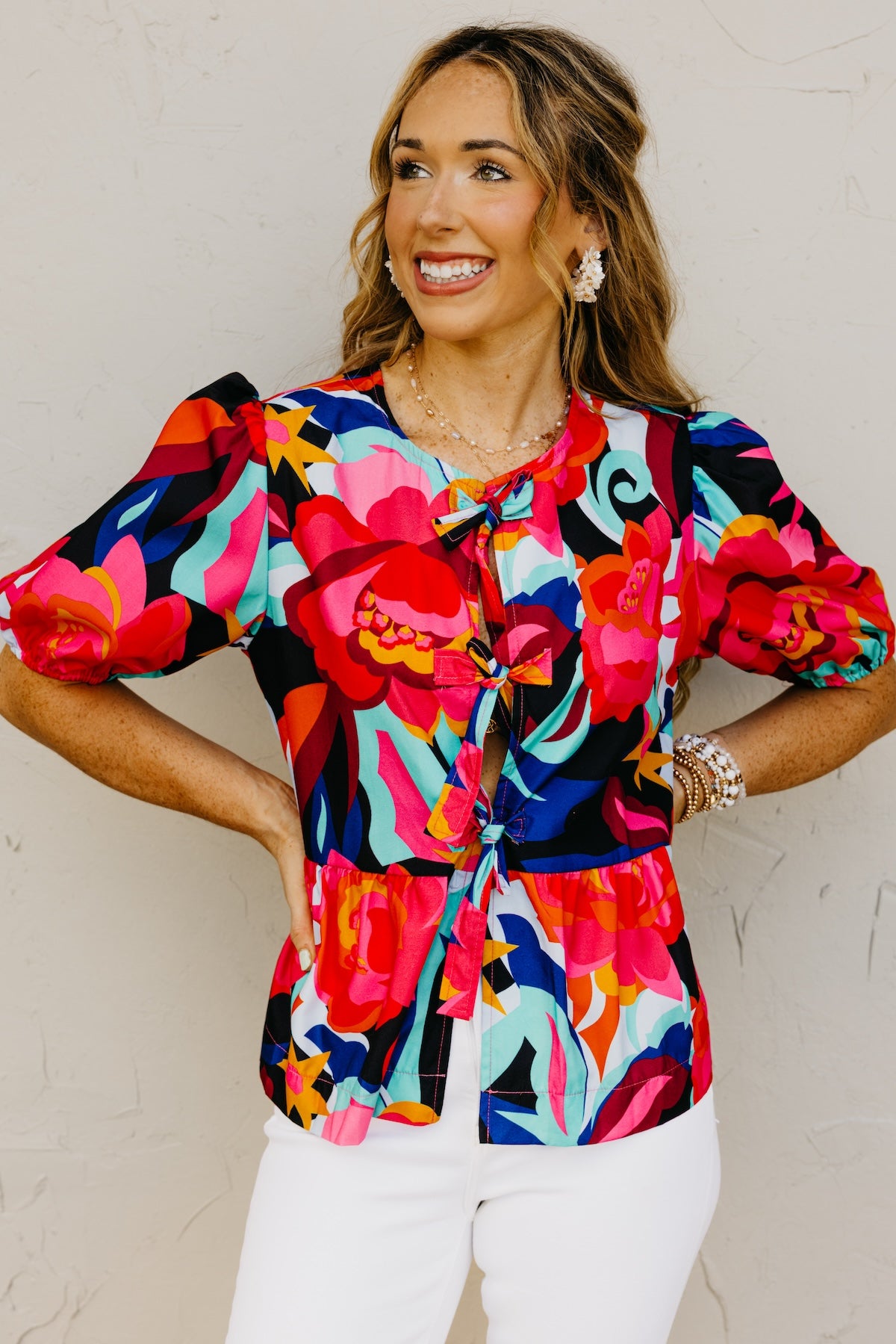 The Melina Tie Puff Sleeve Blouse
