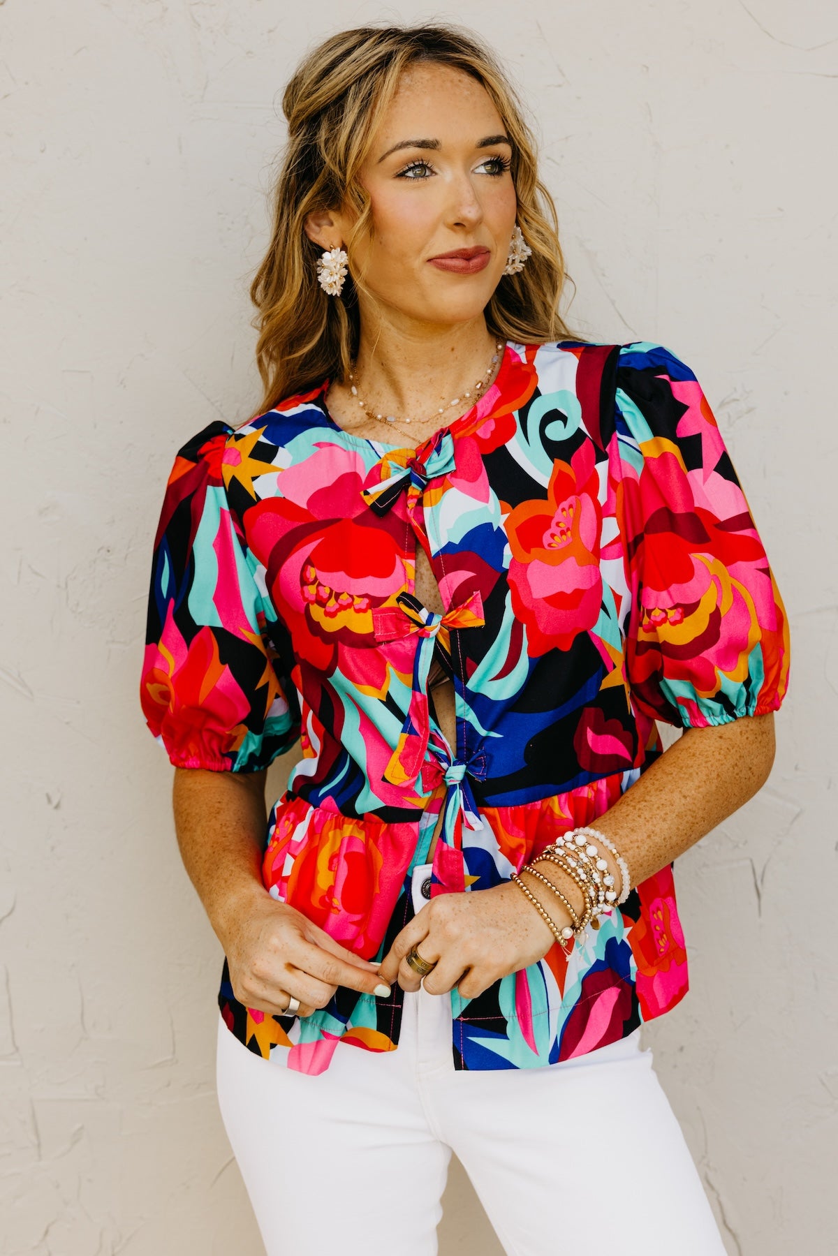 The Melina Tie Puff Sleeve Blouse