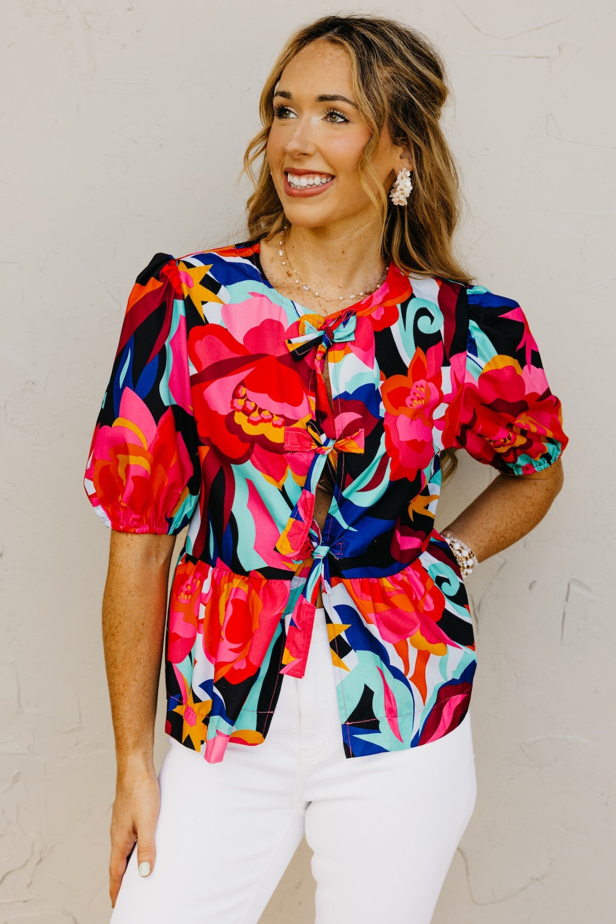 The Melina Tie Puff Sleeve Blouse