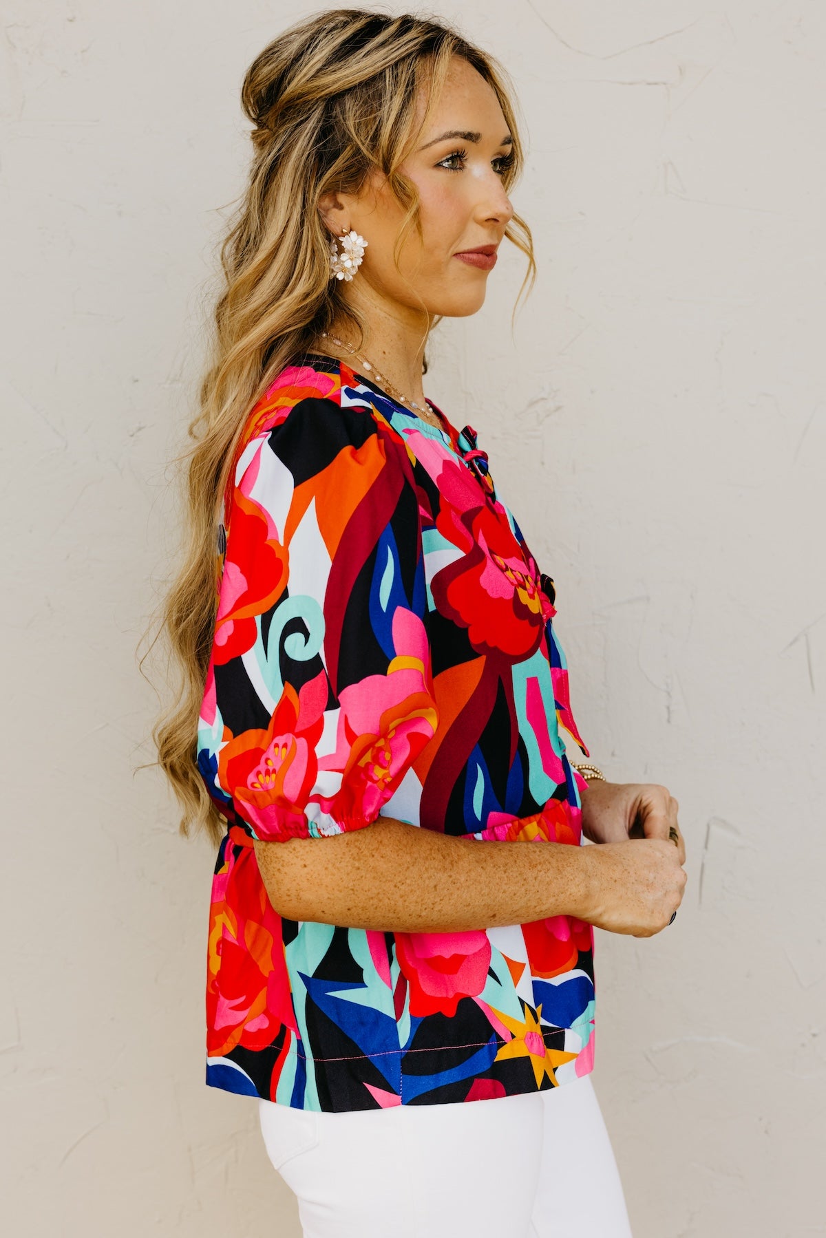 The Melina Tie Puff Sleeve Blouse