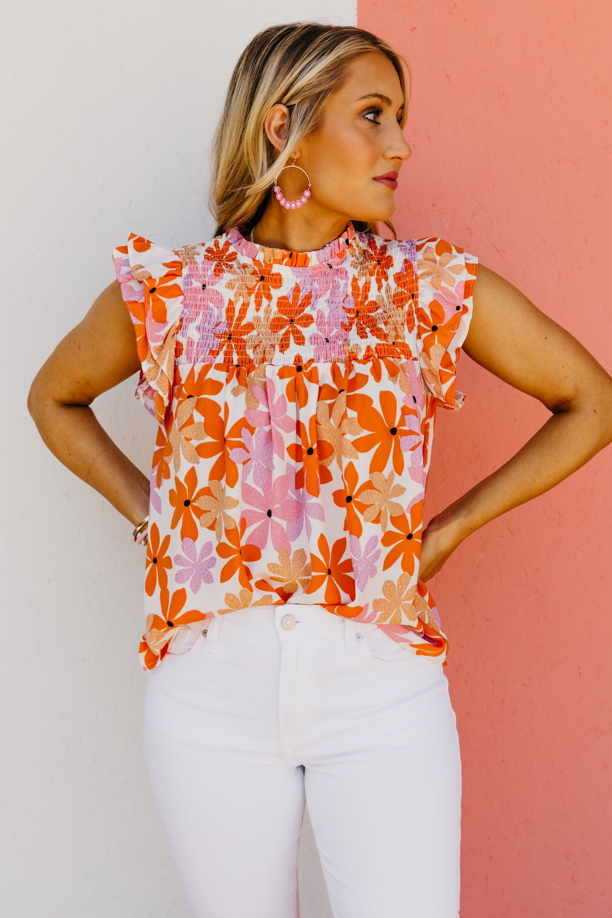 The Brock Floral Ruffle Sleeve Blouse