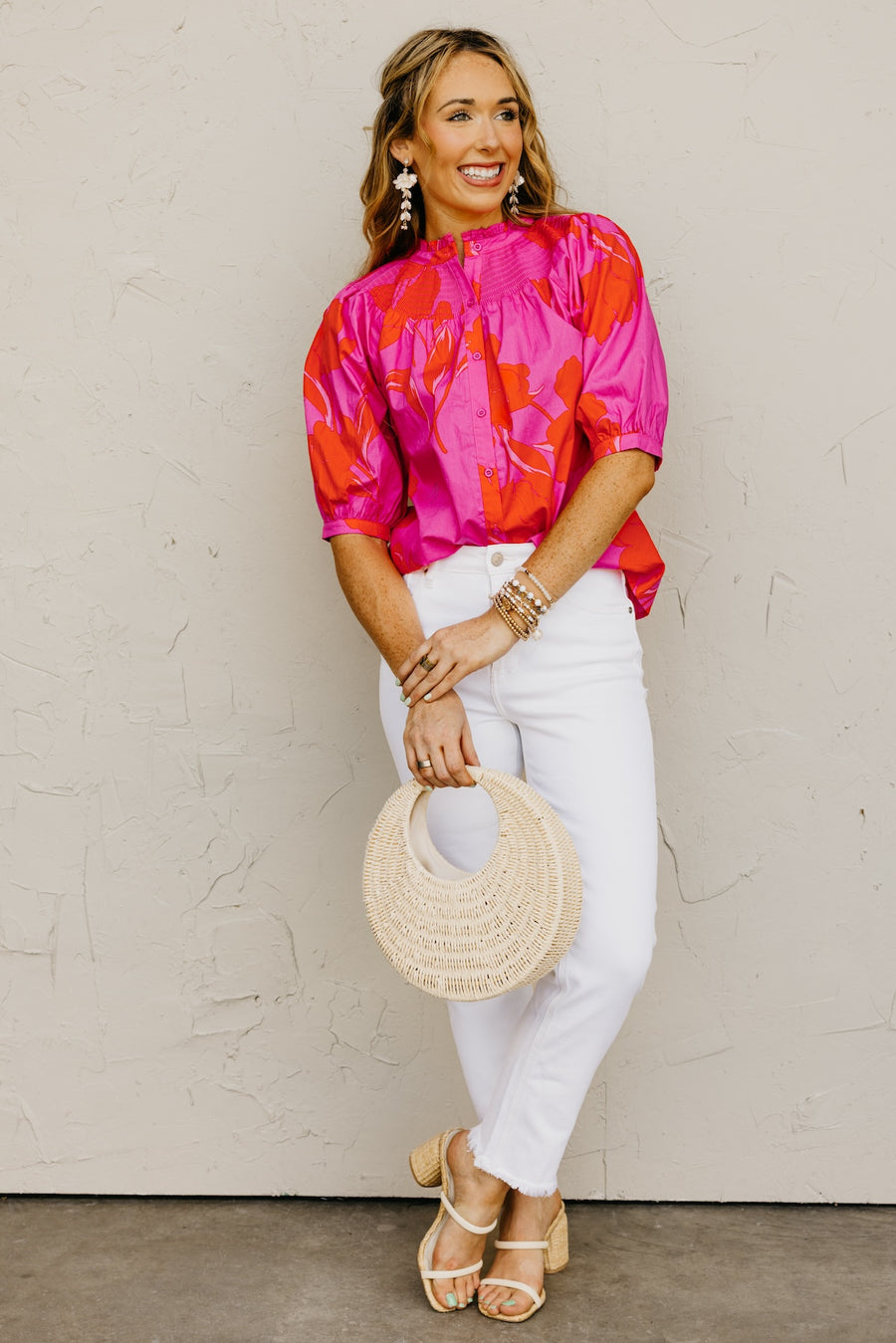 The Avery Floral Smocked Mock Neck Top